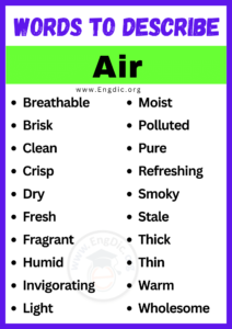 20+ Best Words to Describe Air, Adjectives for Air - EngDic