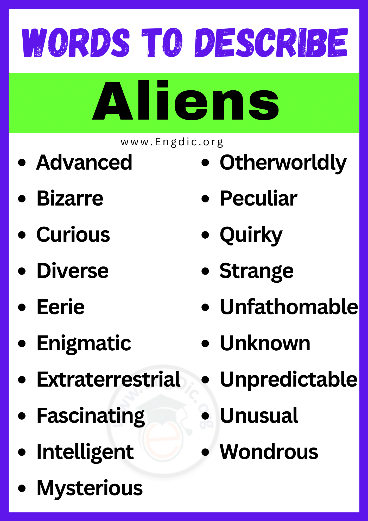 Words to Describe Aliens