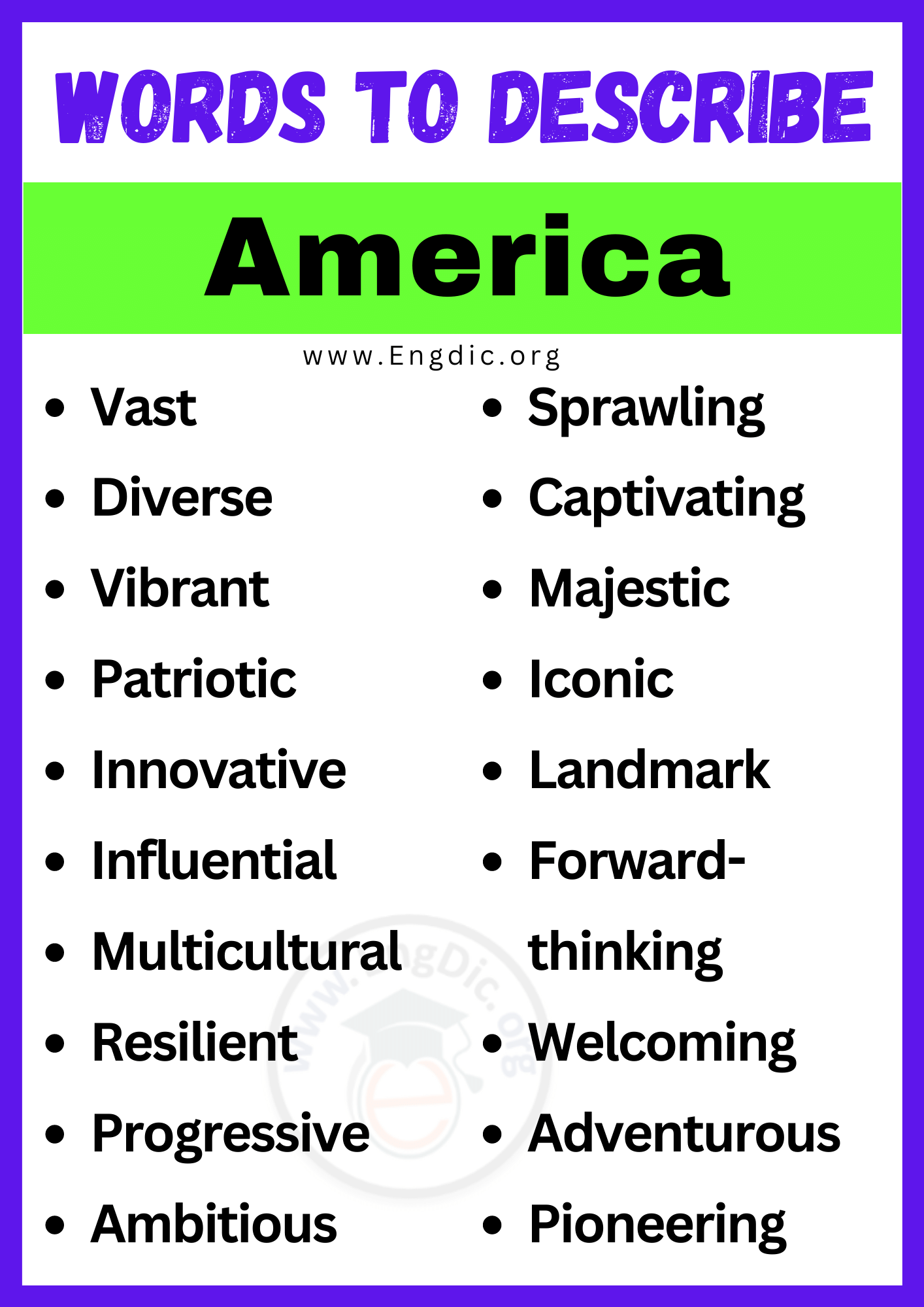 Words to Describe America