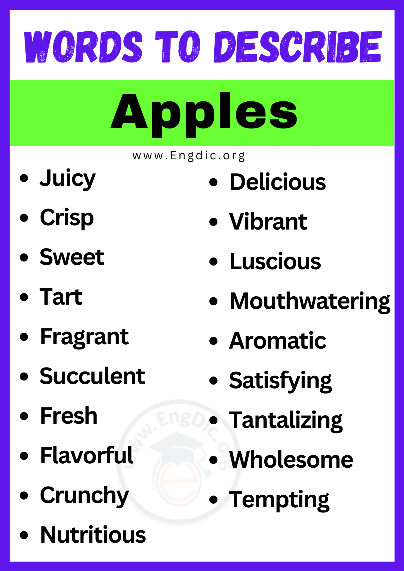 Words to Describe Apples