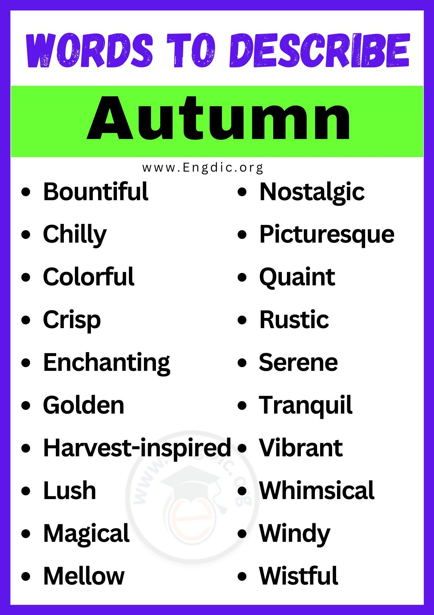 Words to Describe Autumn
