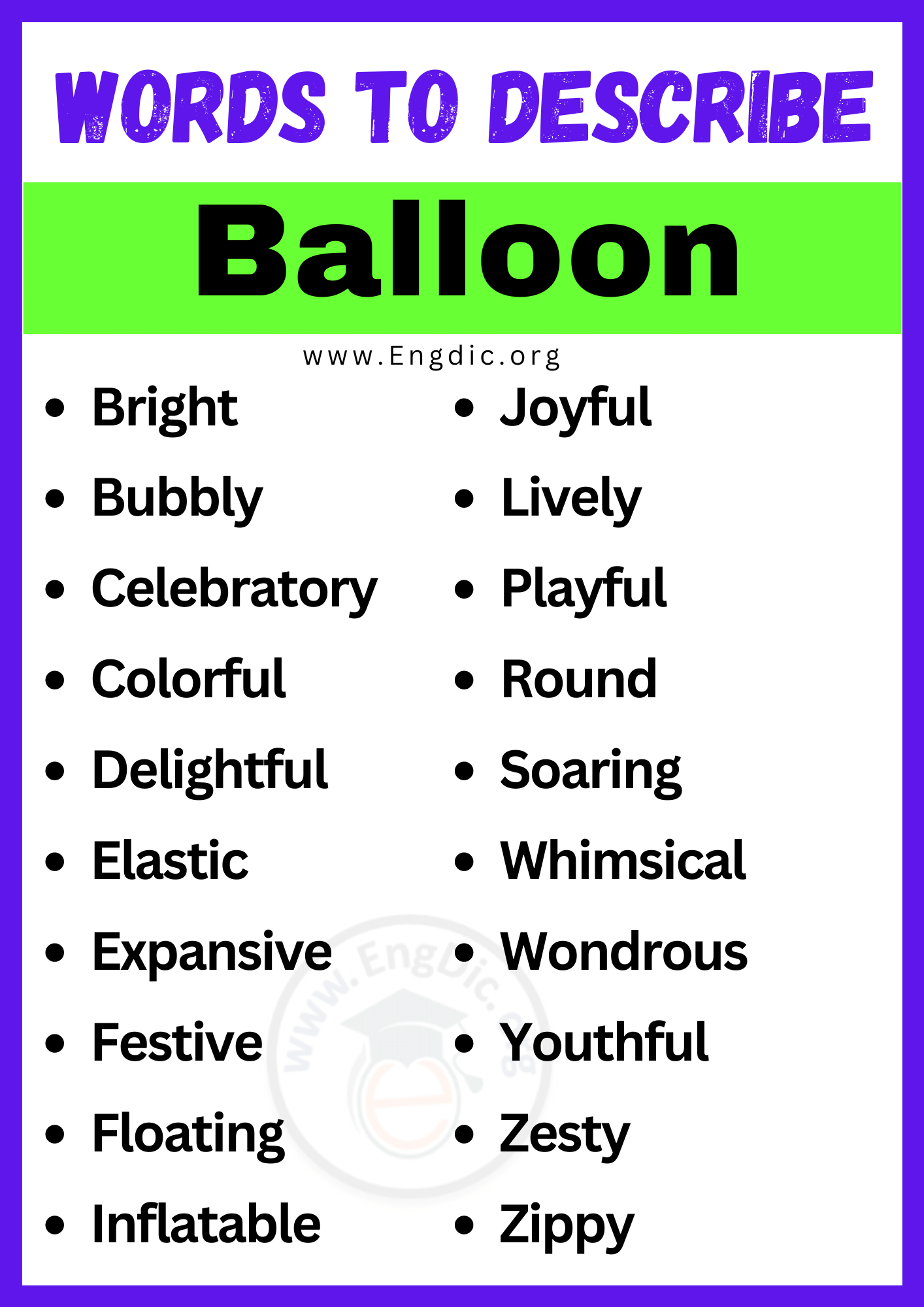 Words to Describe Balloon