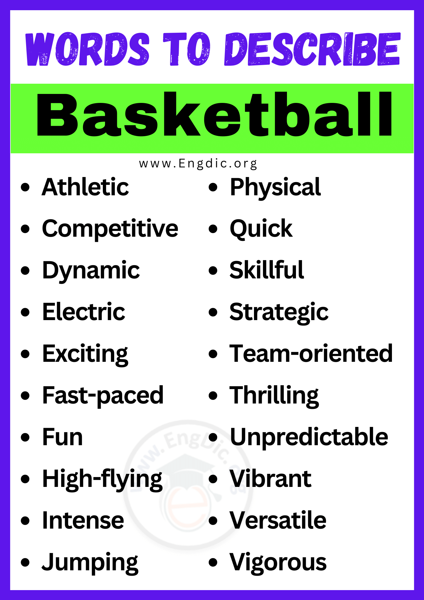 Words to Describe Basketball