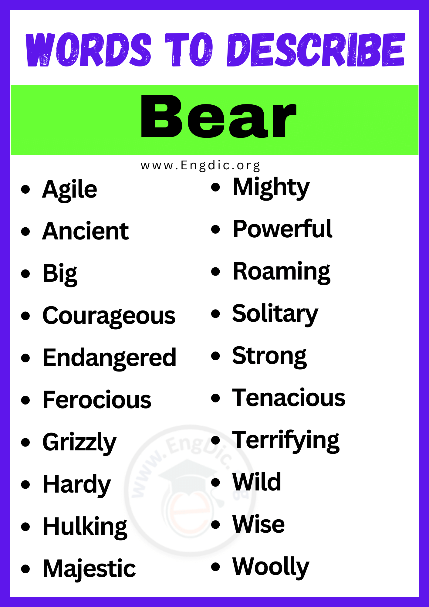 Words to Describe Bear
