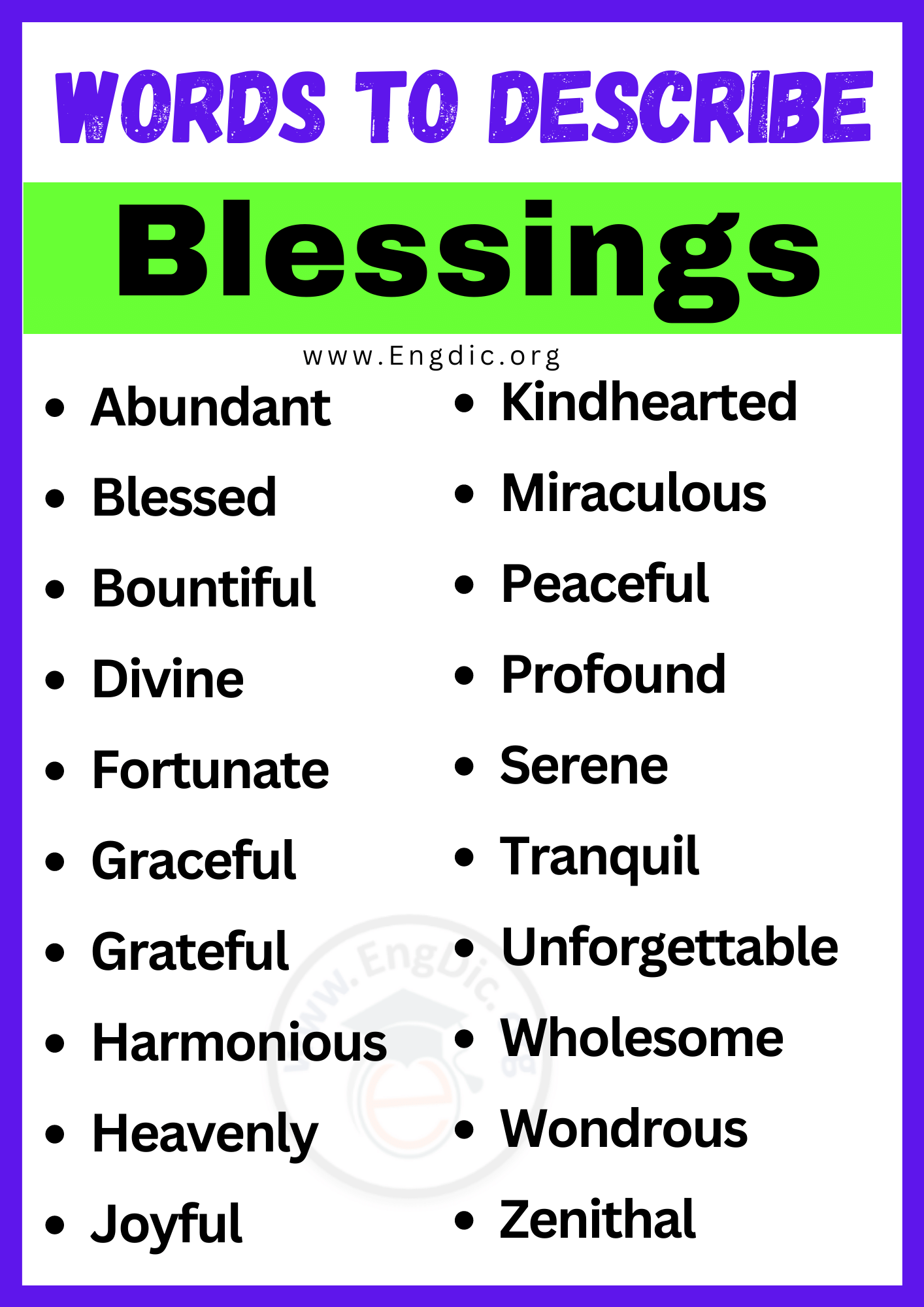 Words to Describe Blessings
