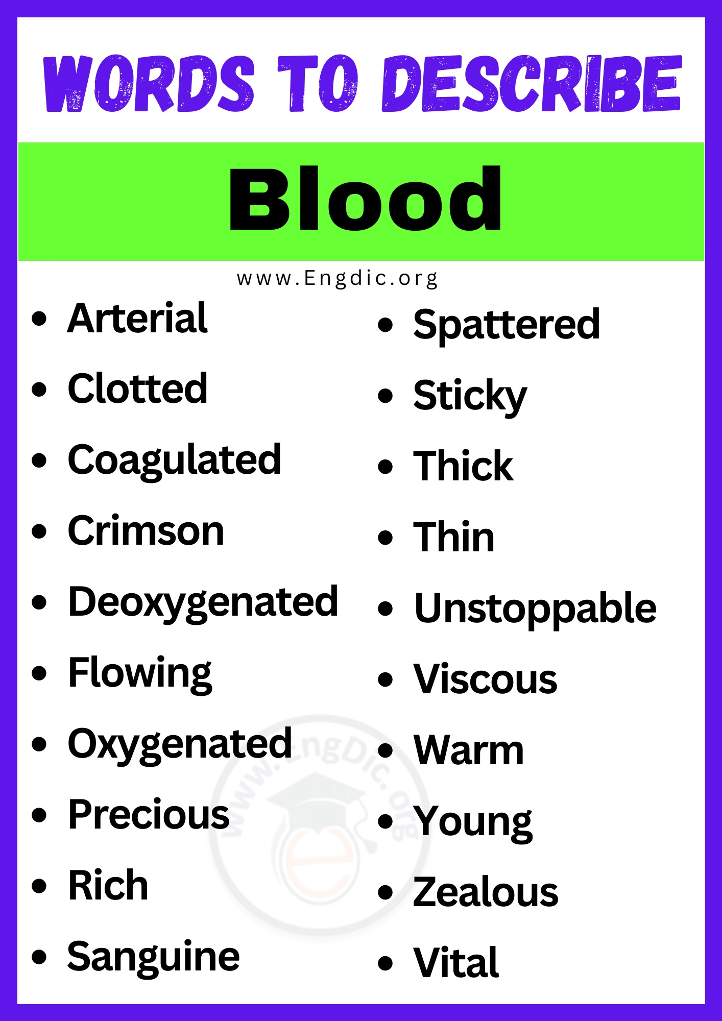 how to describe blood in creative writing