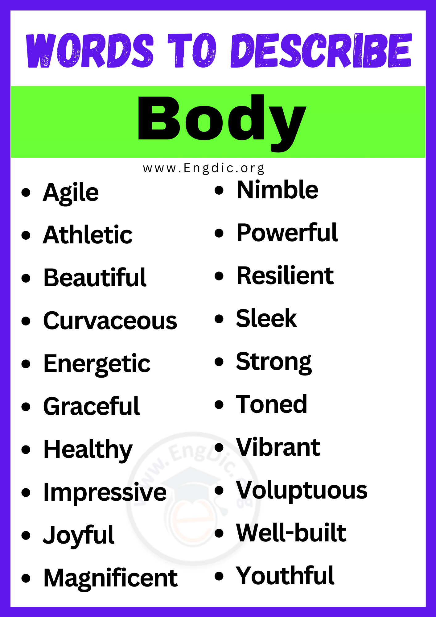Words to Describe Body