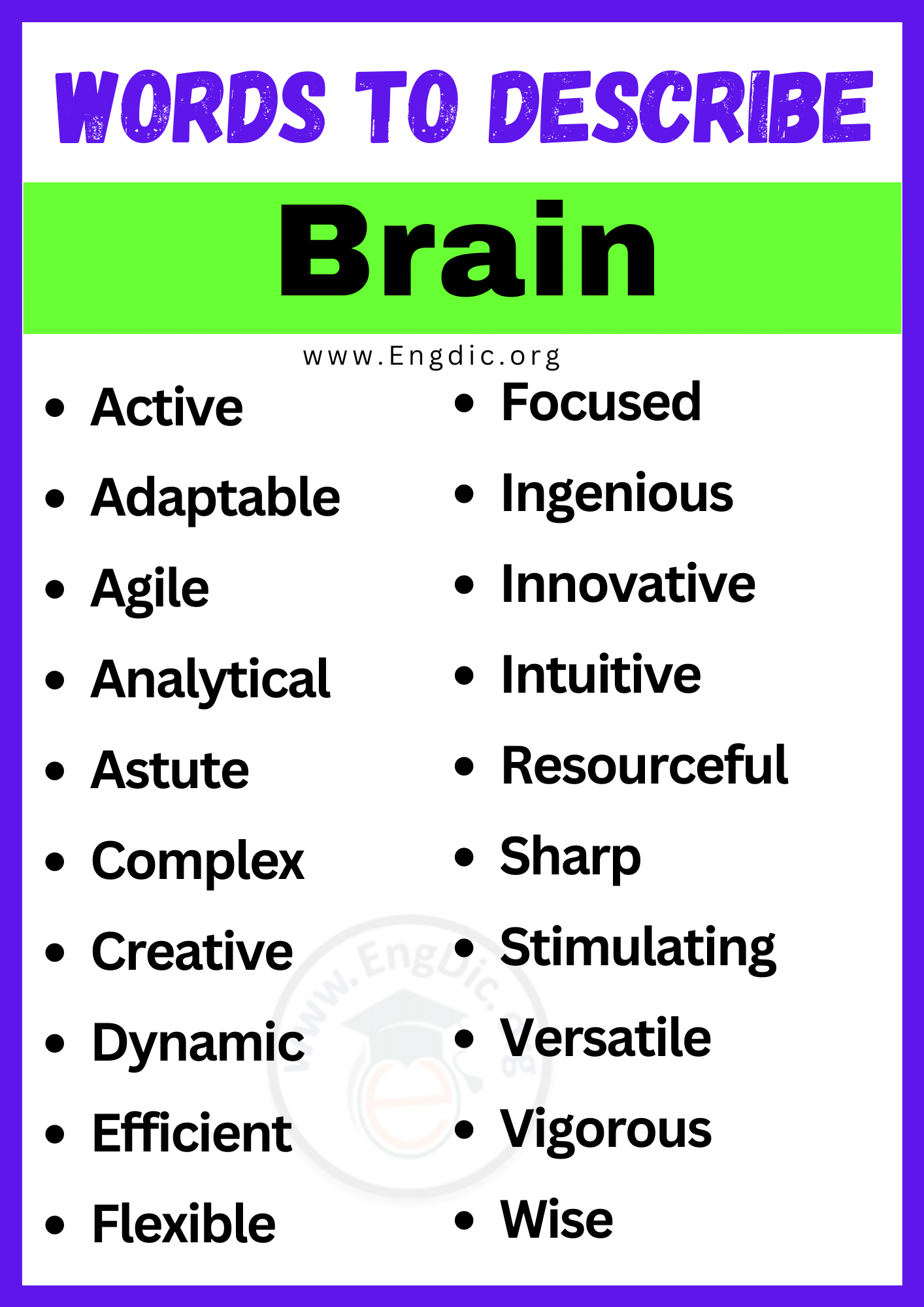 Words to Describe Brain