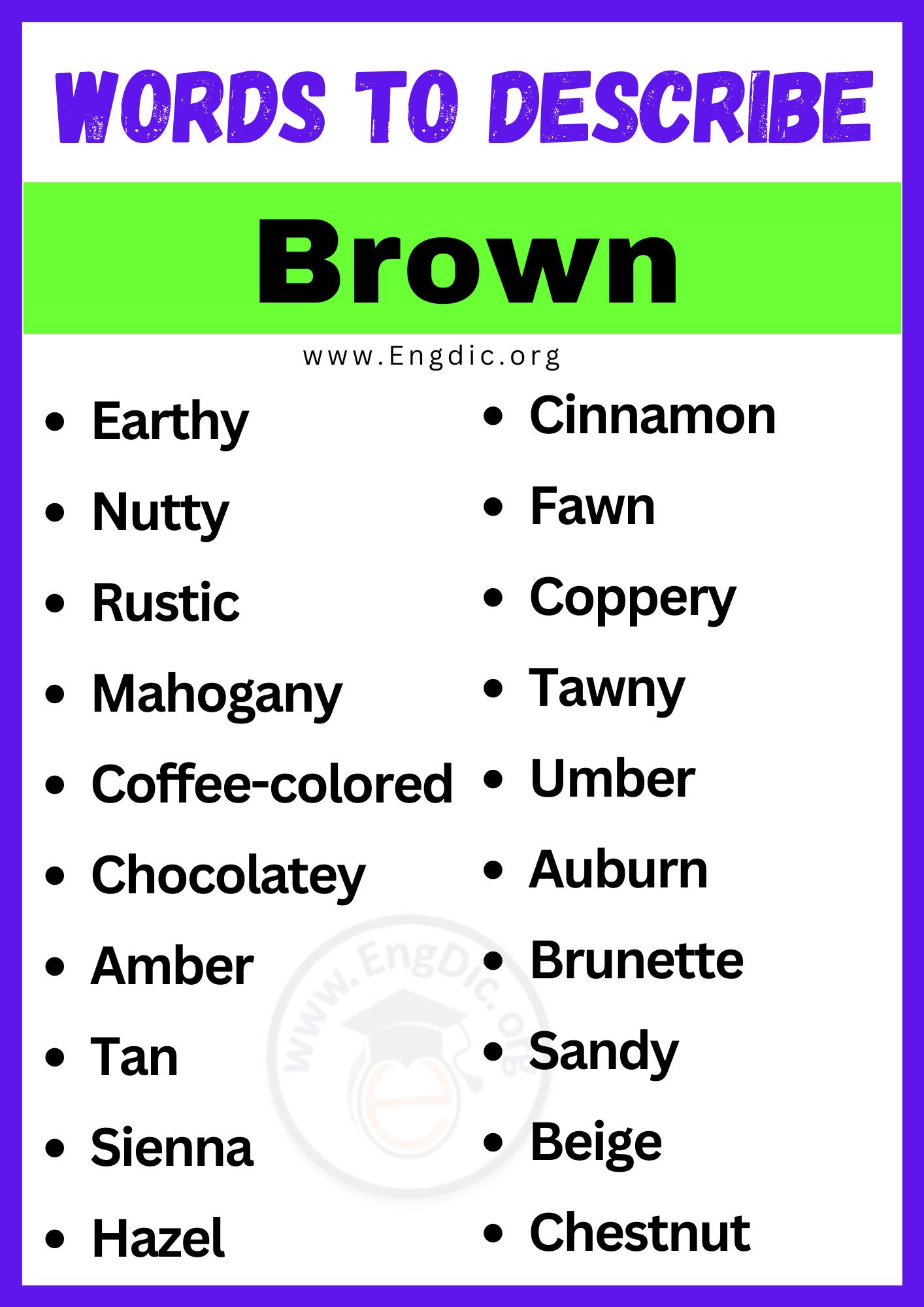 Words to Describe Brown