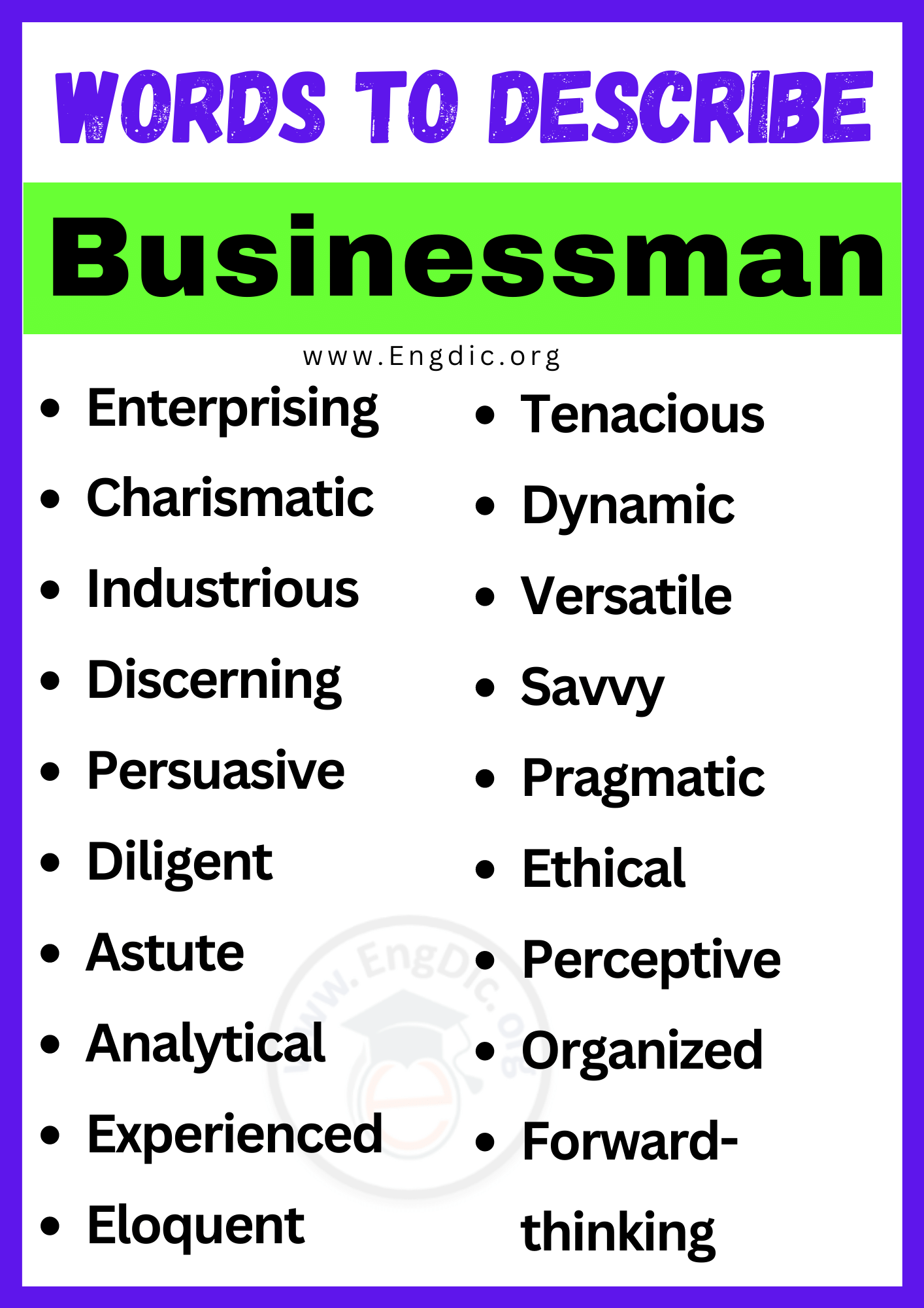 Words to Describe Businessman