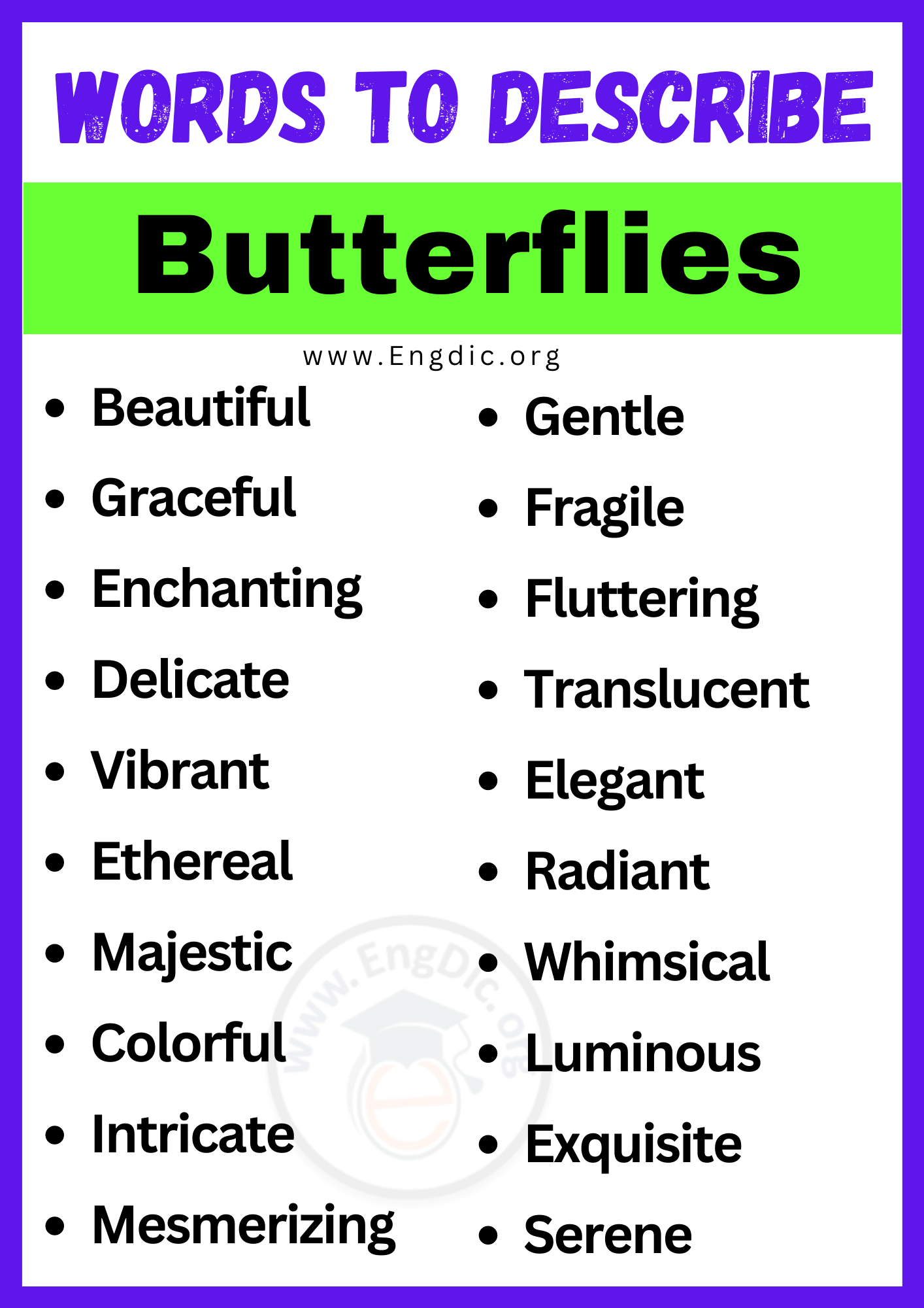 Words to Describe Butterflies