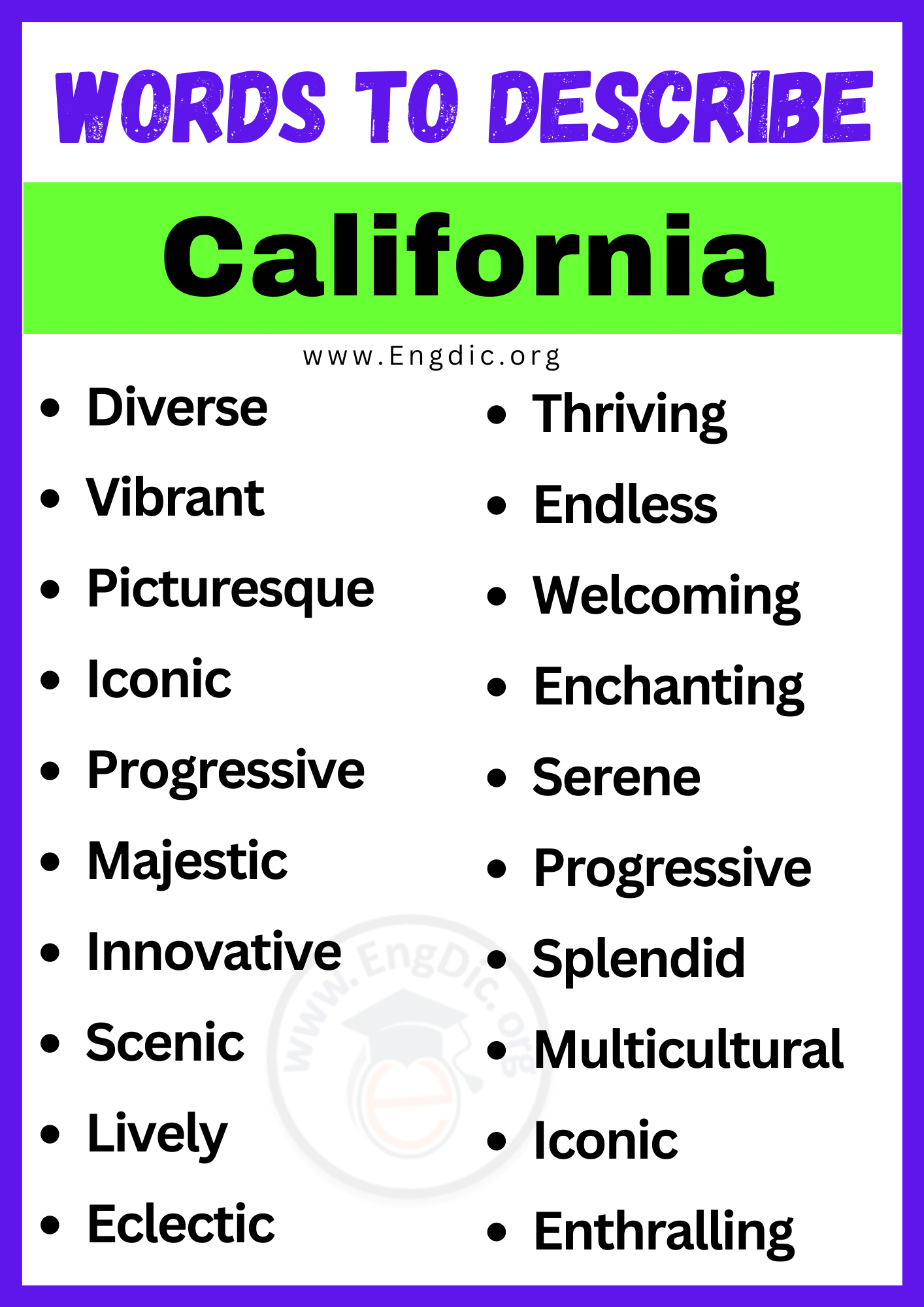 Words to Describe California