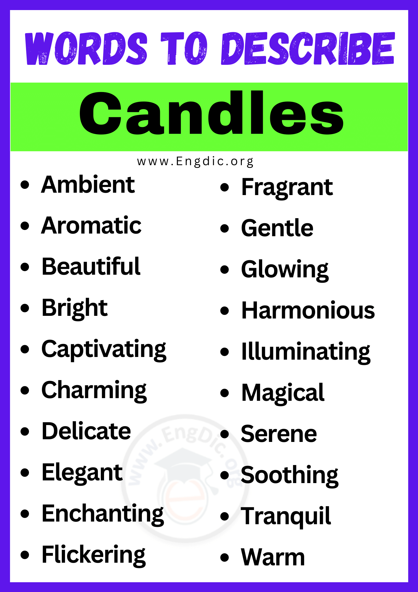 Words to Describe Candles Words to Describe Candles