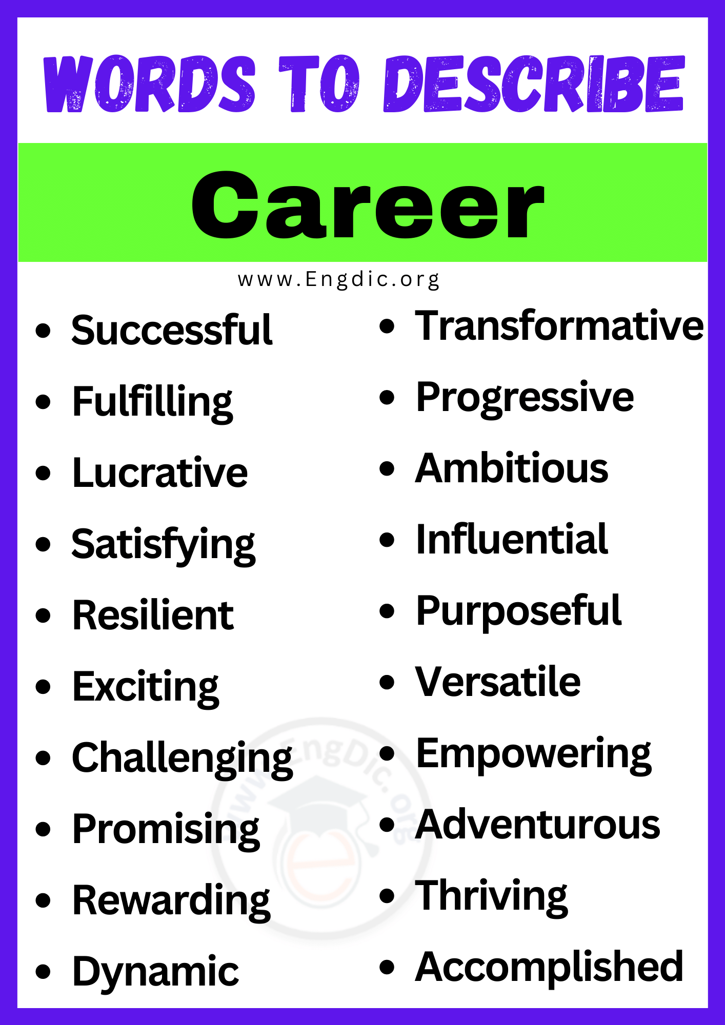 Words to Describe Career