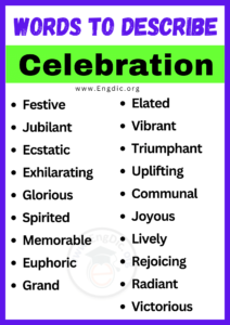 20+ Best Words to Describe Celebration, Adjectives for Celebration - EngDic