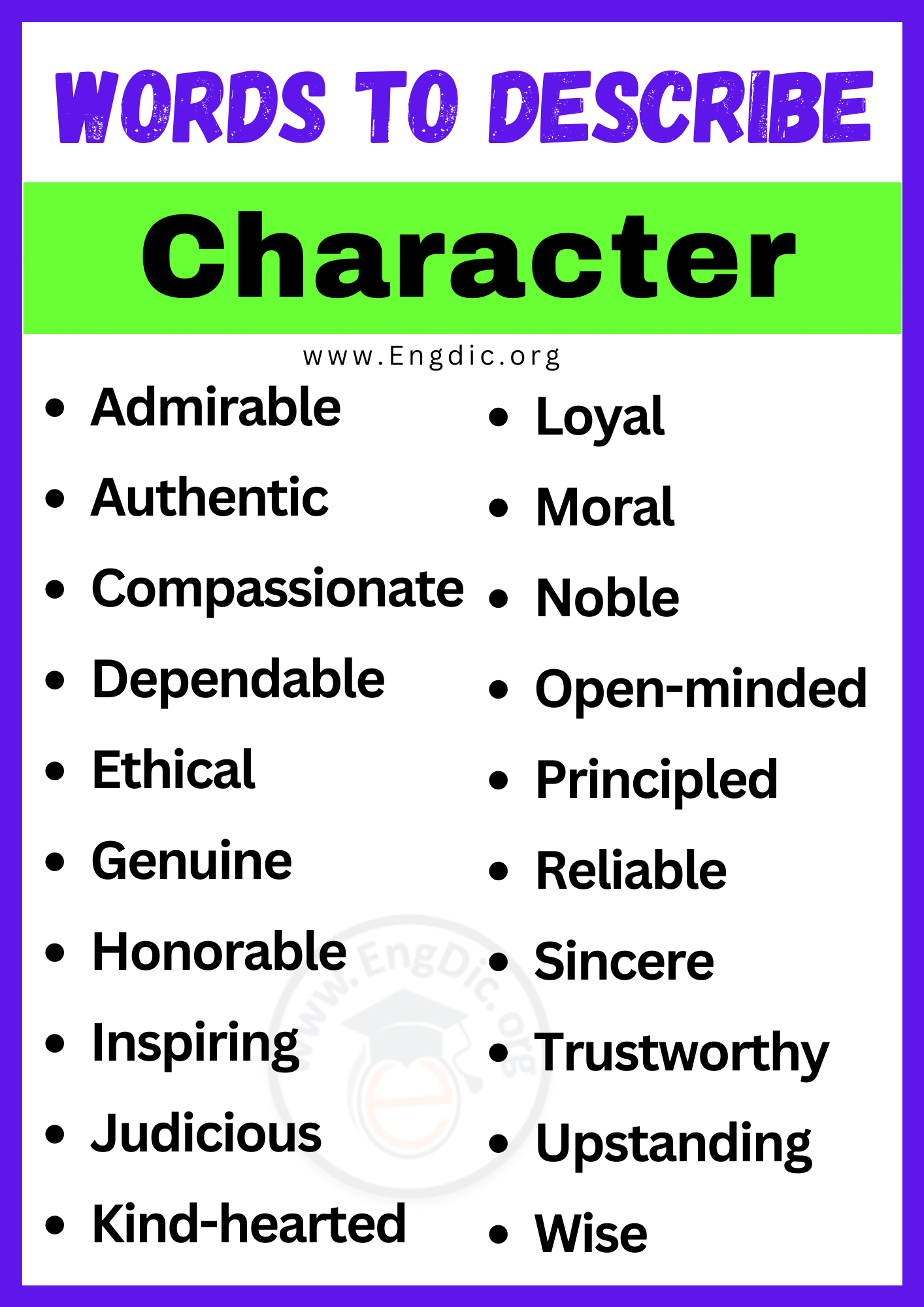 Words to Describe Character