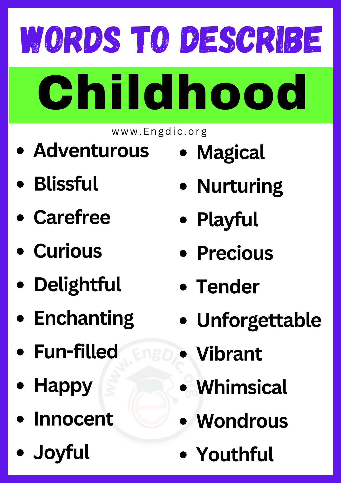 Words to Describe Childhood