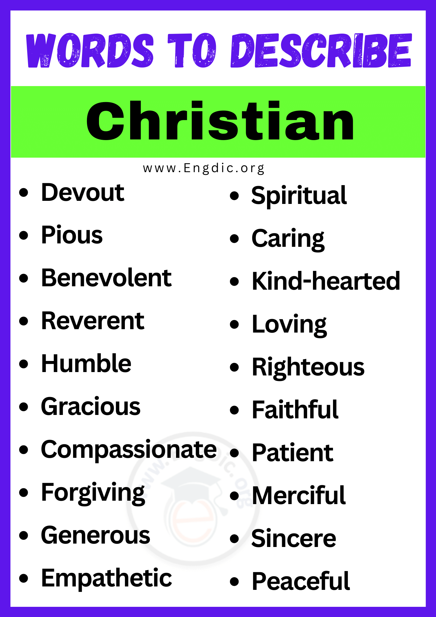 Words to Describe Christian