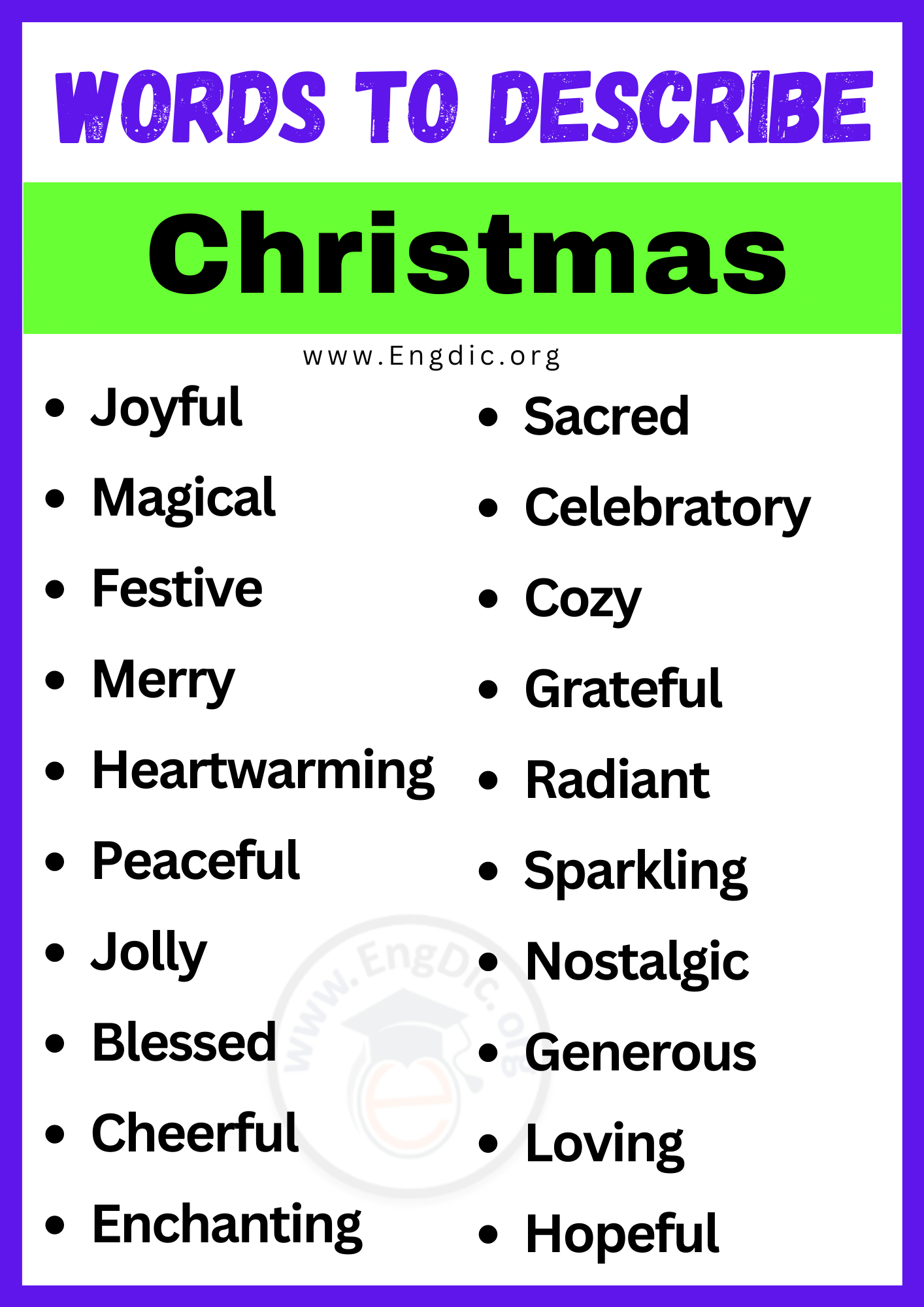 Words to Describe Christmas