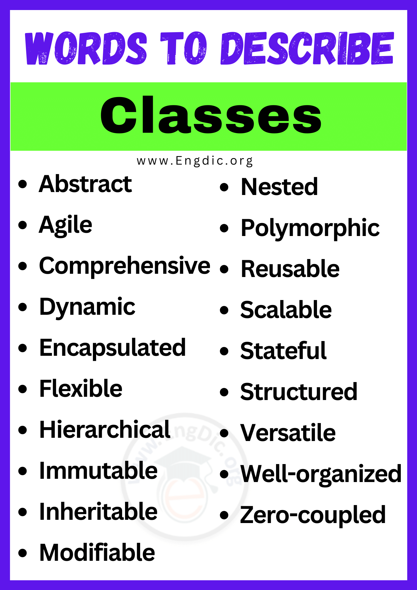 Words to Describe Classes