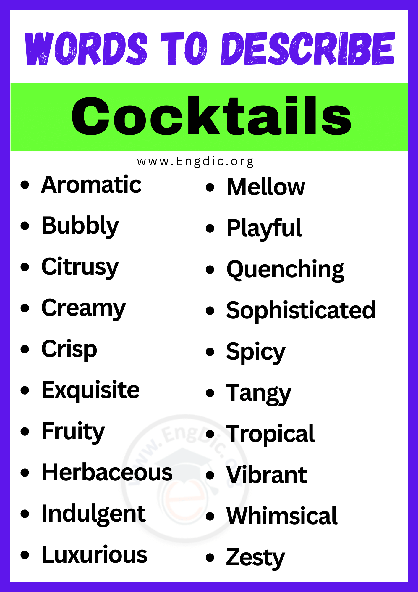 Words to Describe Cocktails