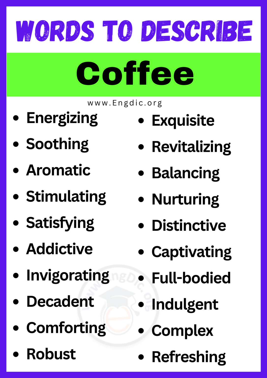 20+ Best Words to Describe Coffee, Adjectives for Coffee - EngDic