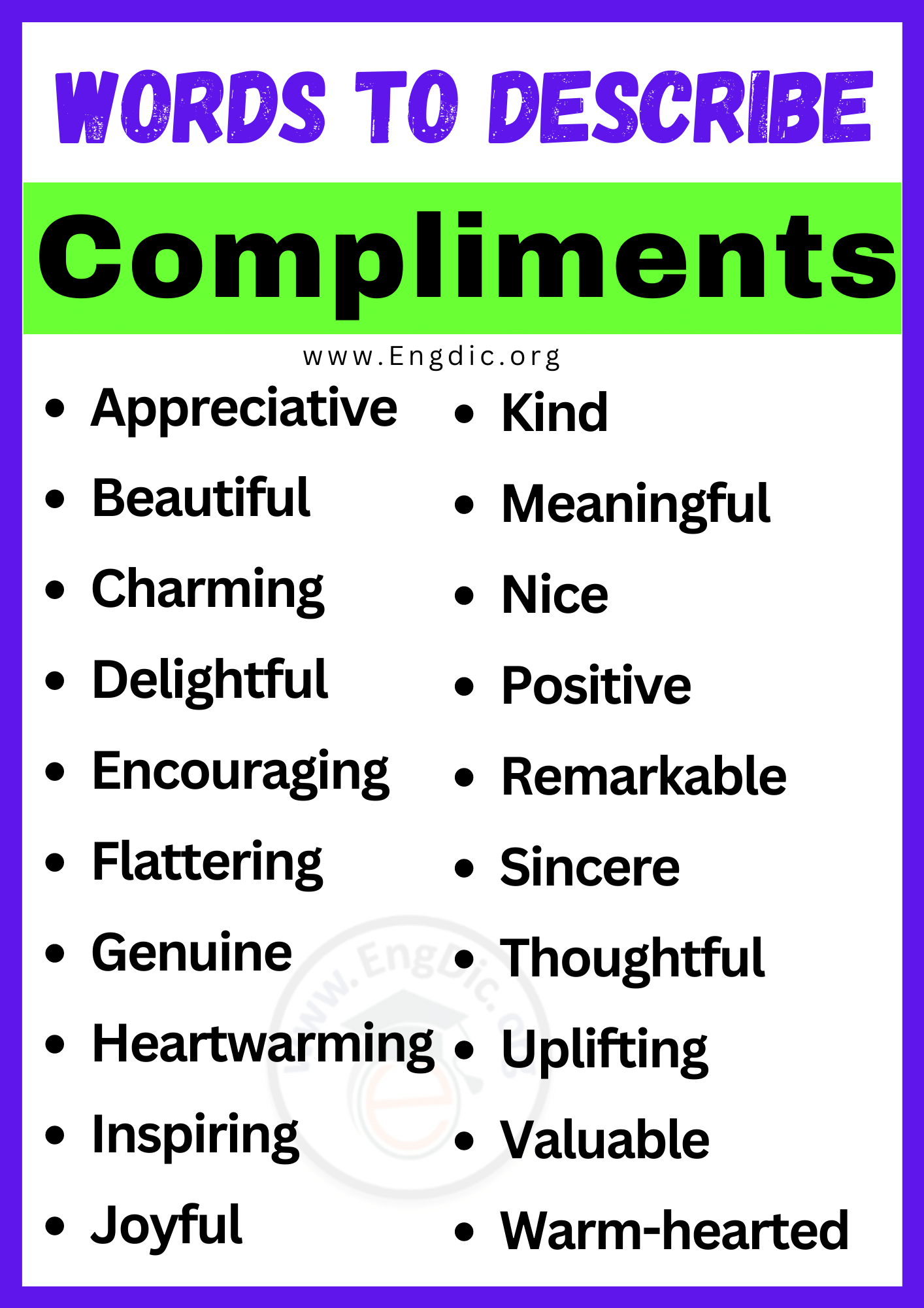 Words to Describe Compliments