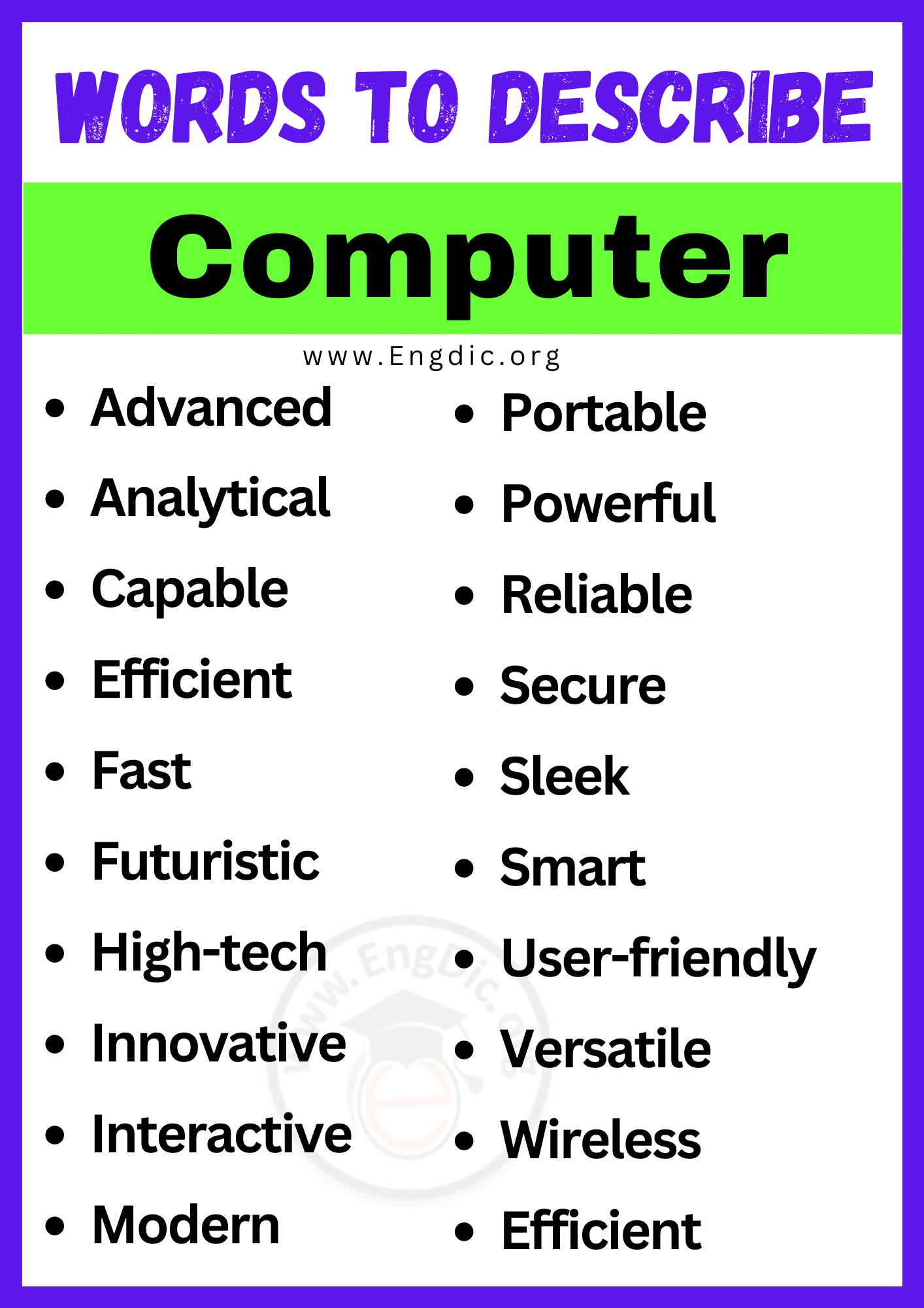Words to Describe Computer