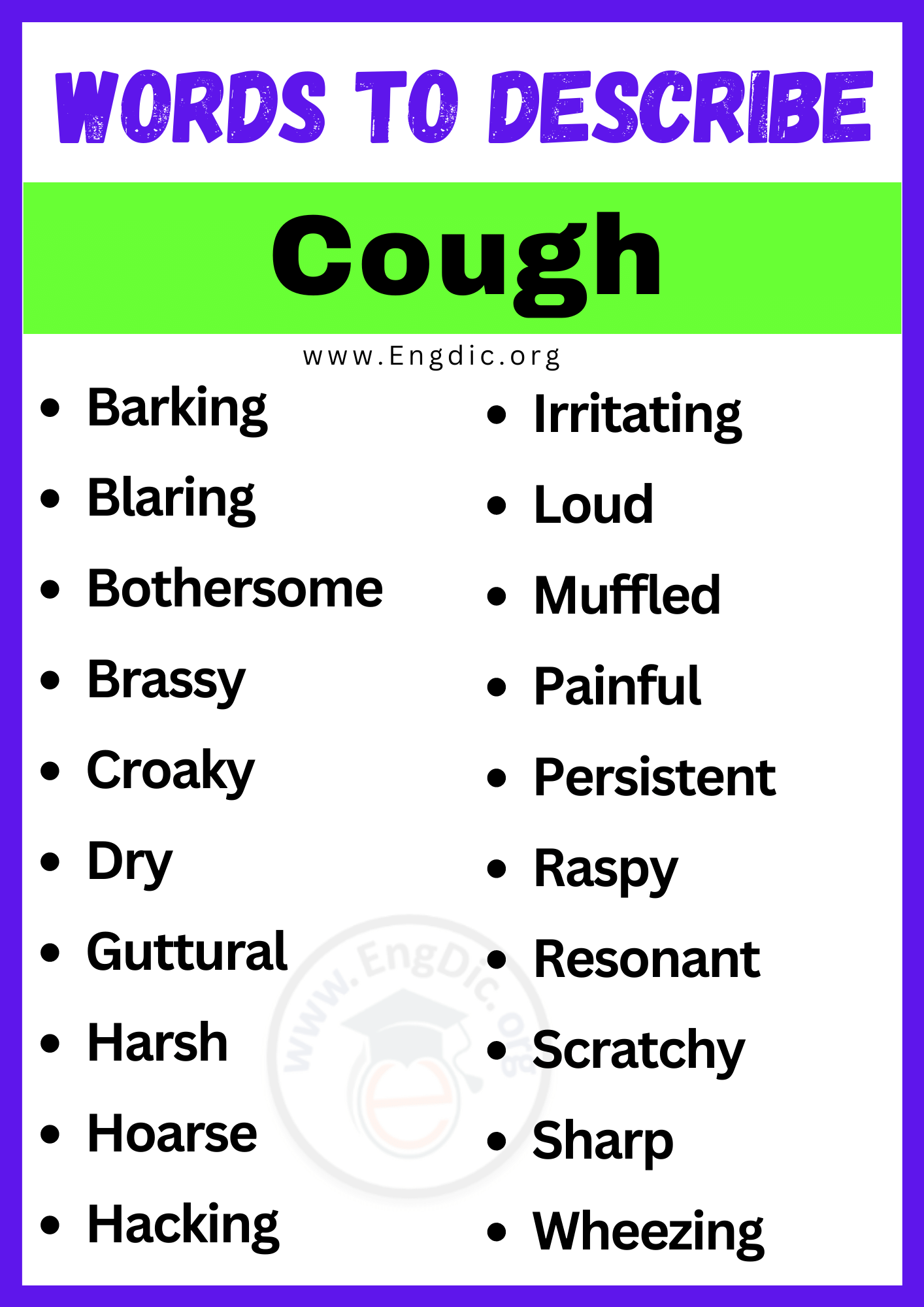 Words to Describe Cough