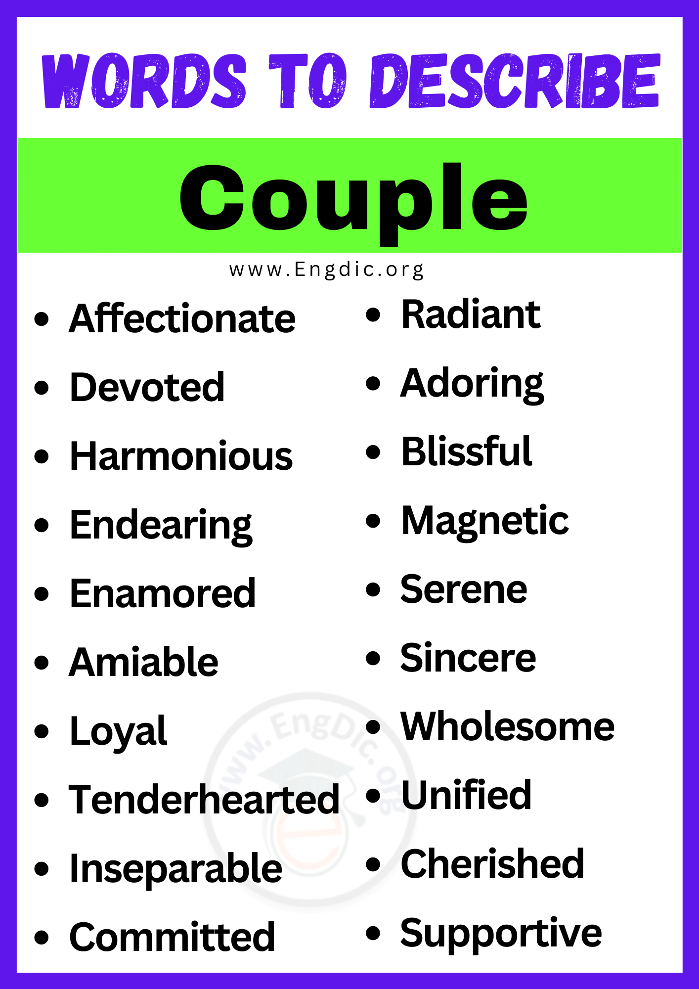 Words to Describe Couple