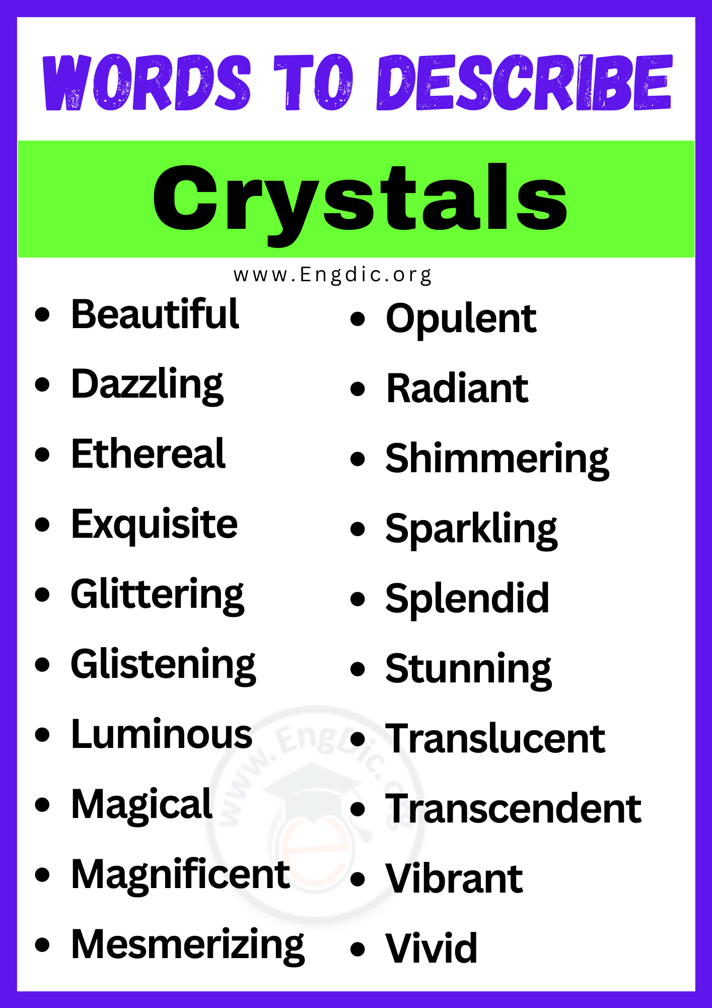 Words to Describe Crystals