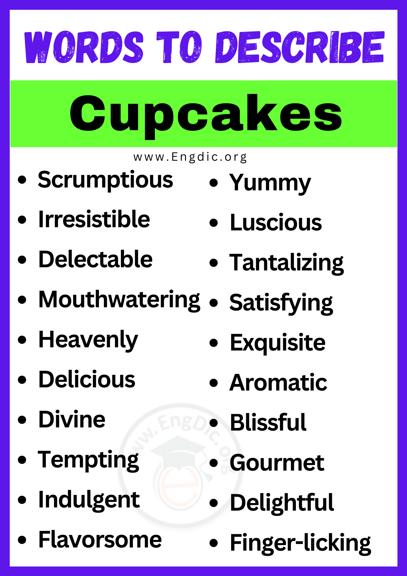 Words to Describe Cupcakes