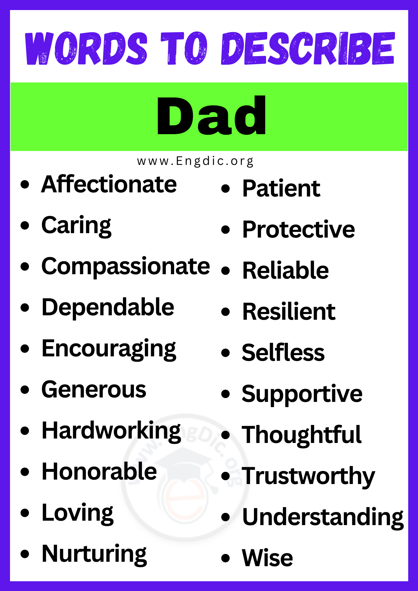 Words to Describe Dad