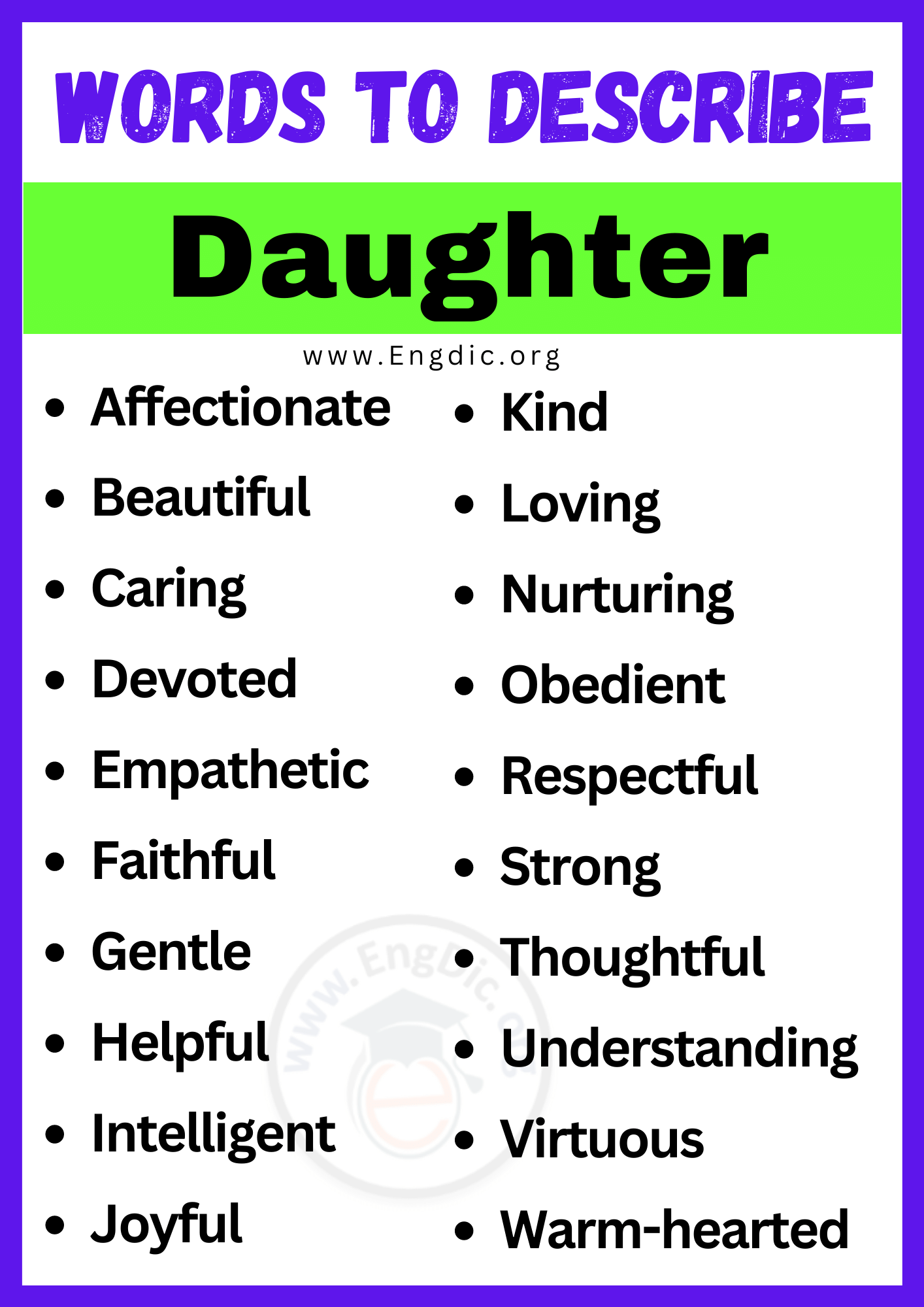 Words to Describe Daughter
