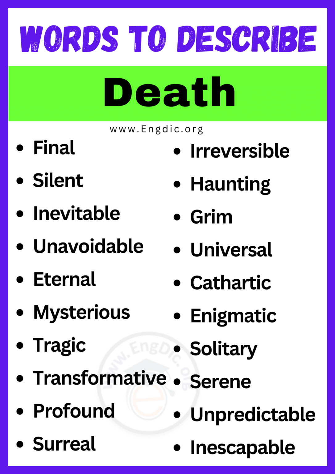 how to describe a death in creative writing