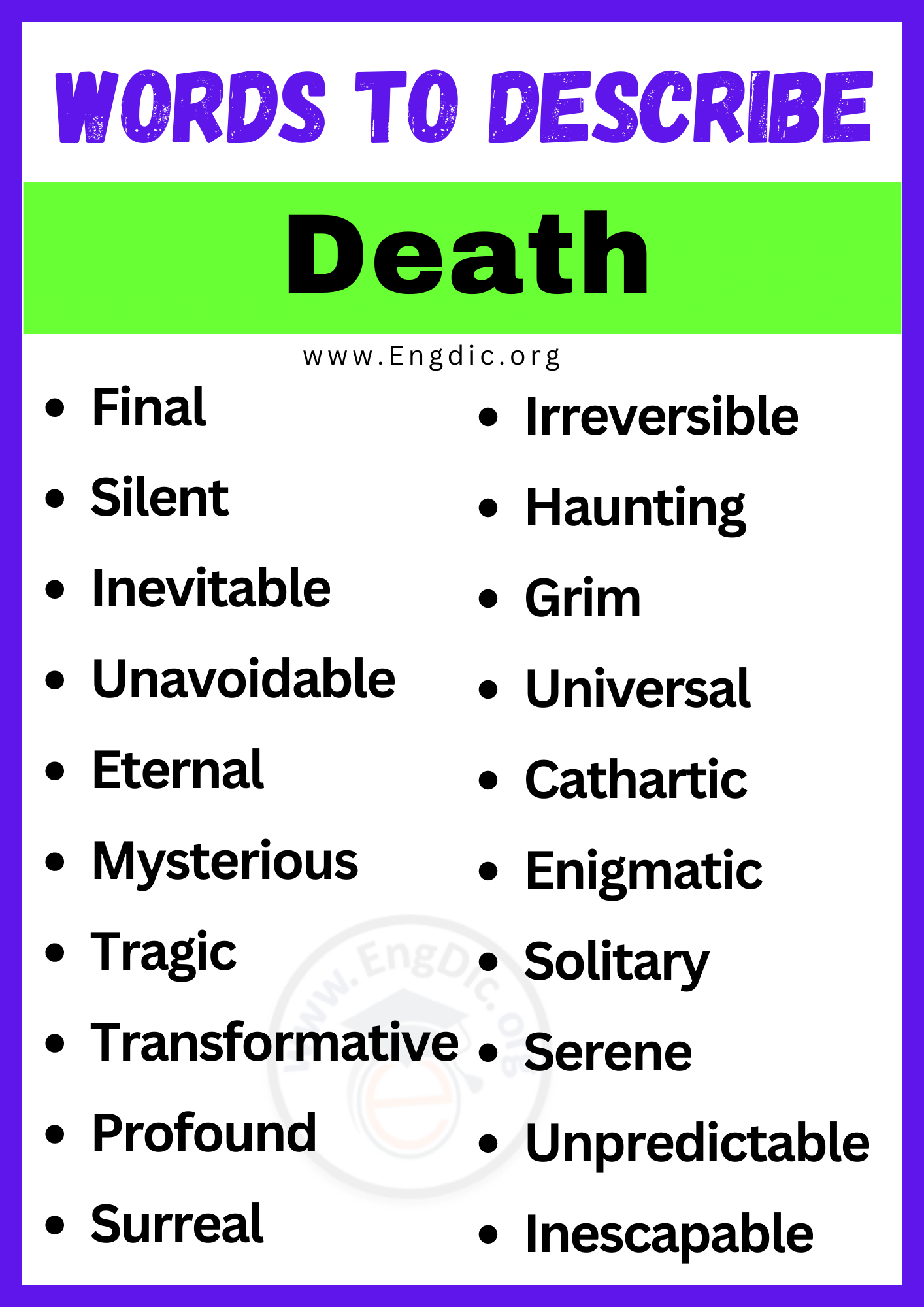 Words to Describe Death