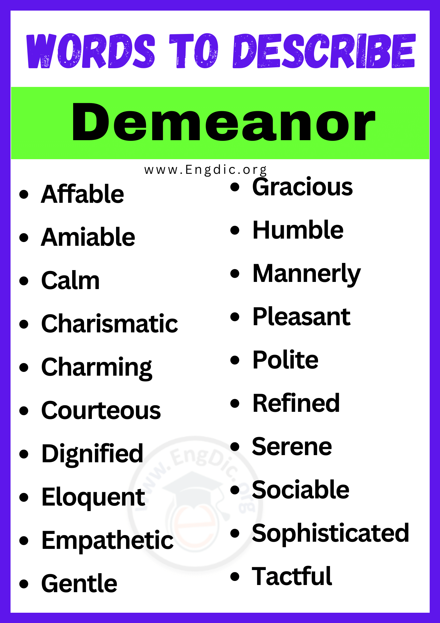 Words to Describe Demeanor