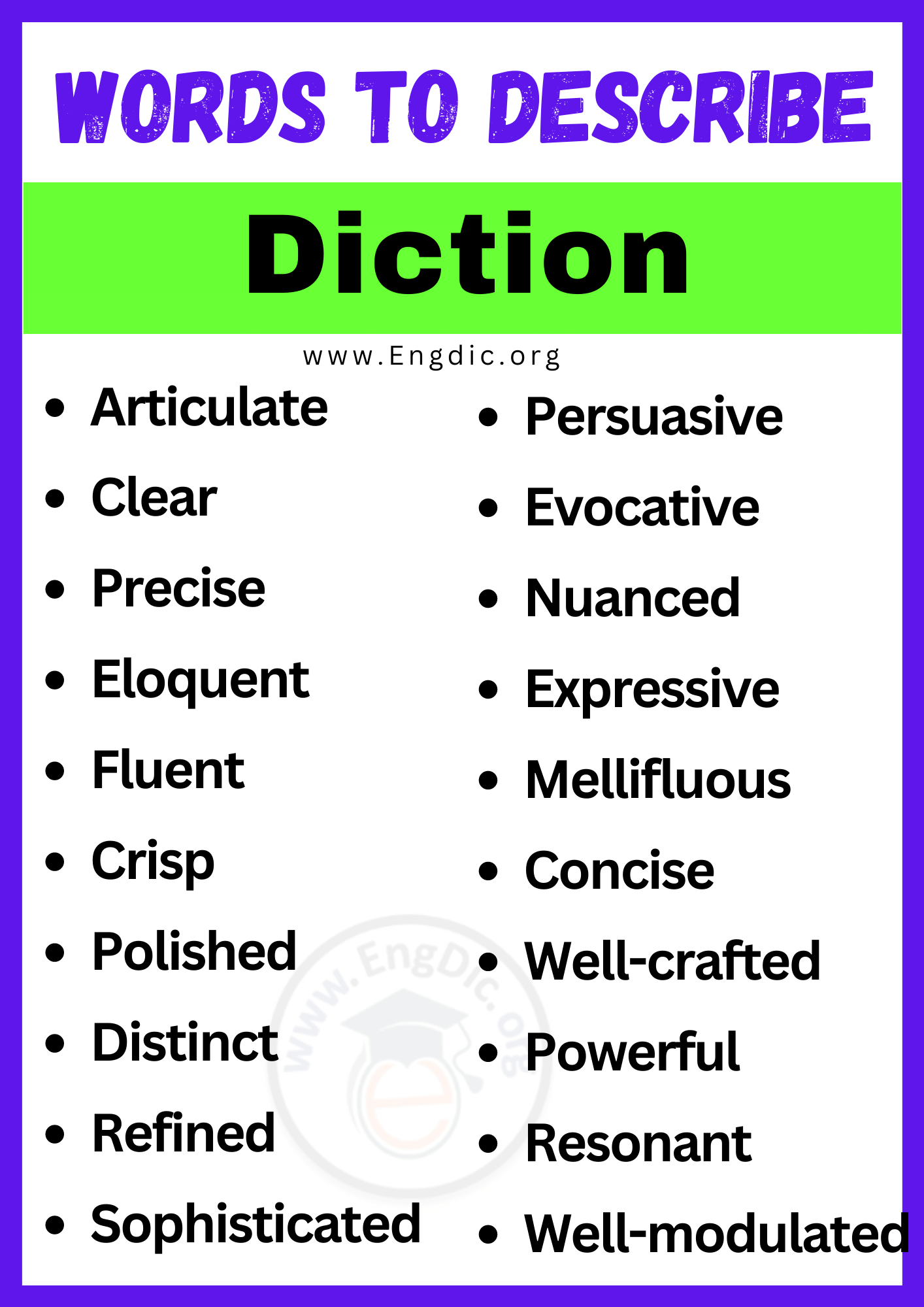 Words to Describe Diction