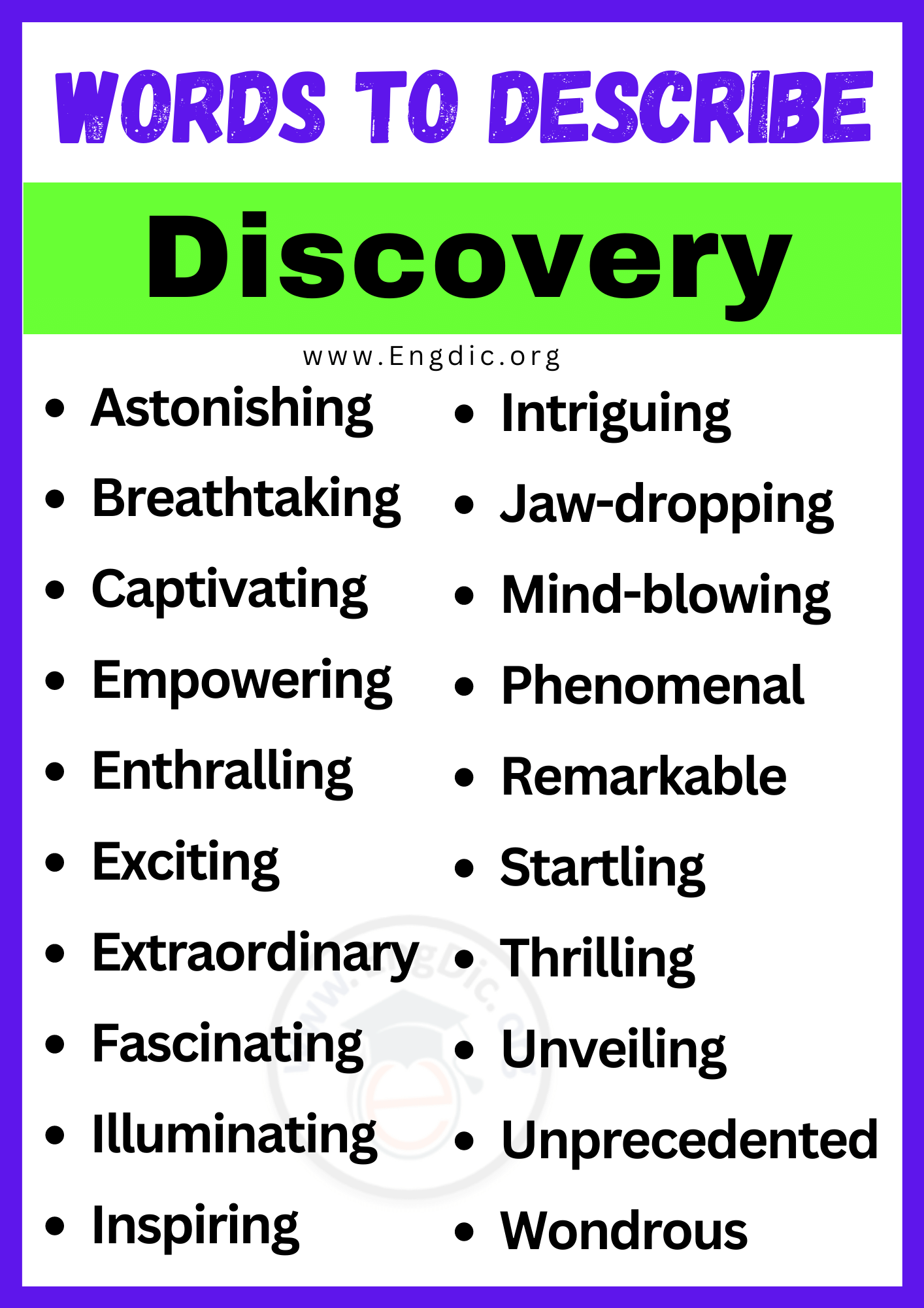 Words to Describe Discovery