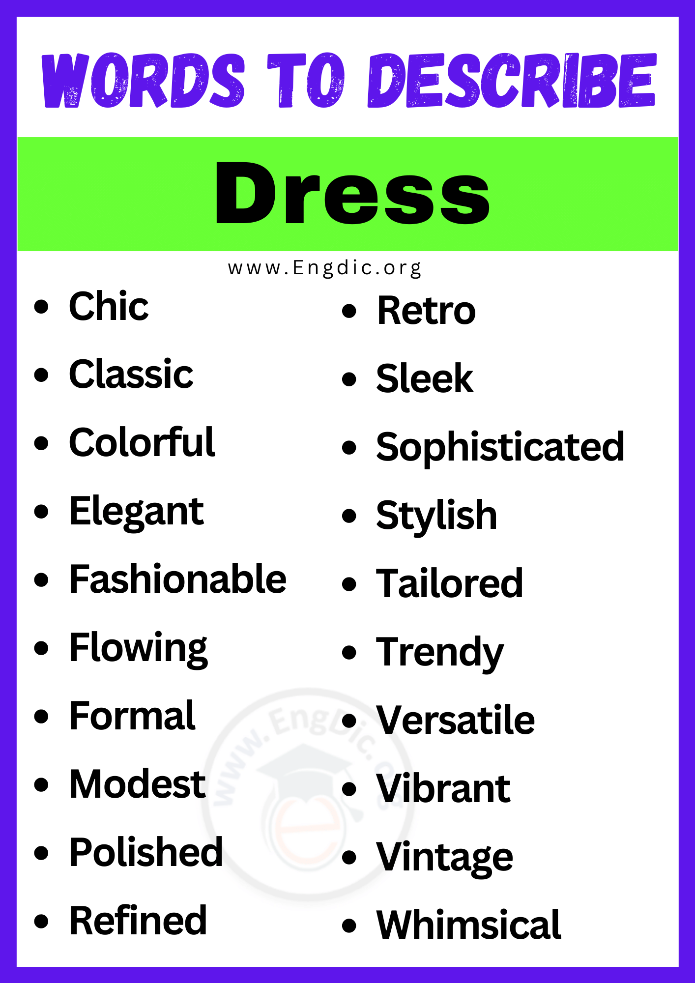 Words to Describe Dress