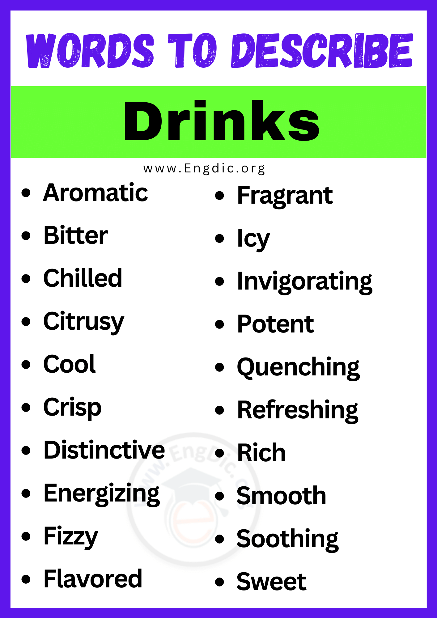Words to Describe Drinks