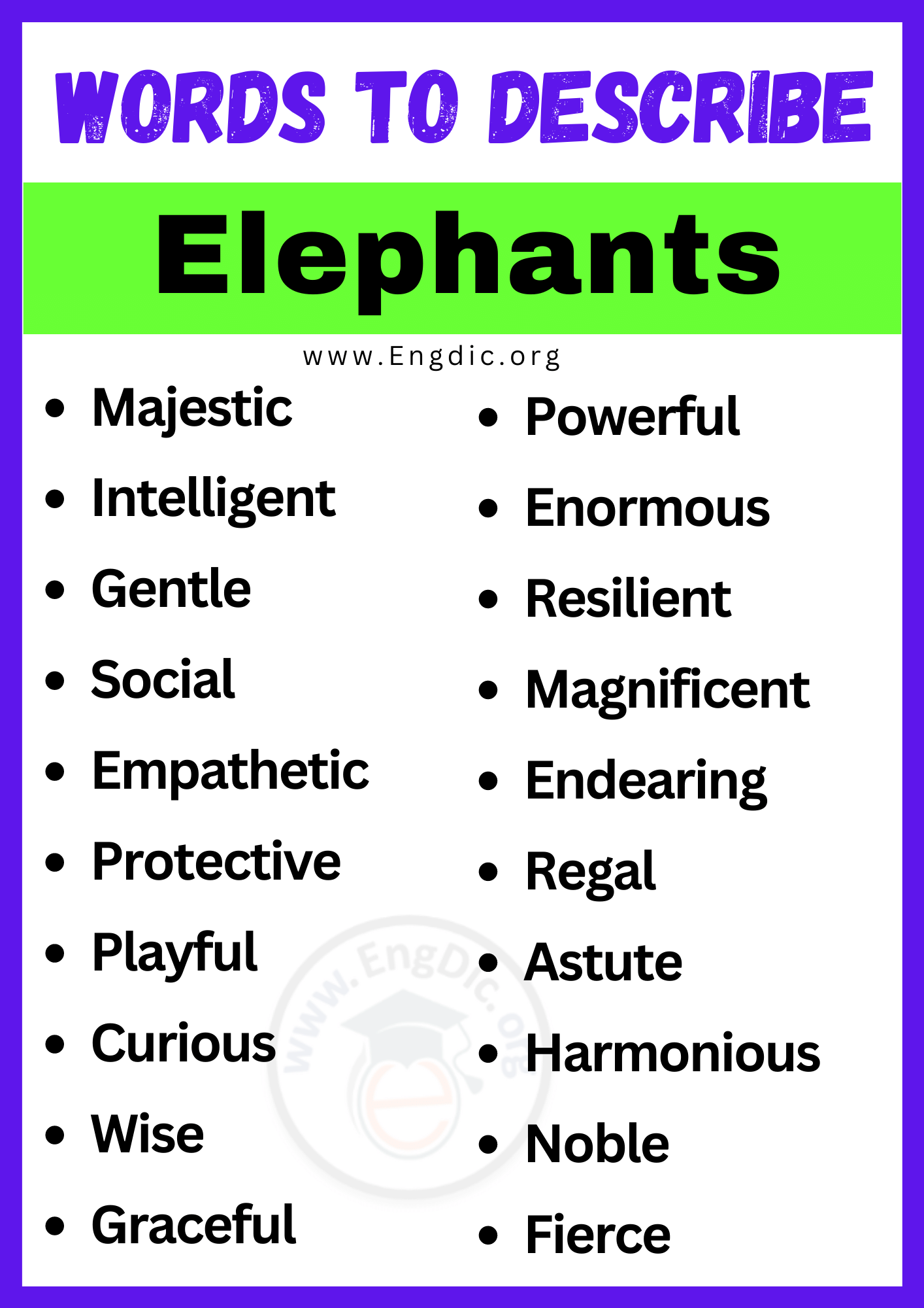 Words to Describe Elephants