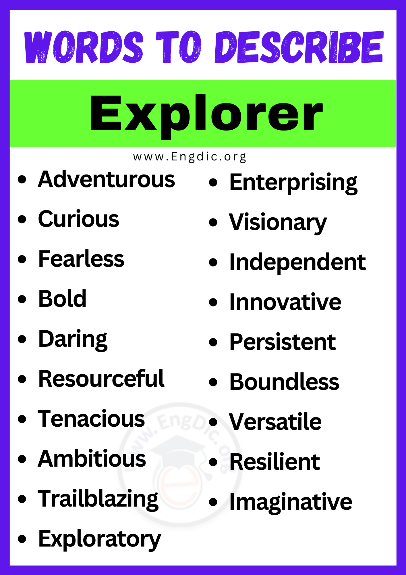 Words to Describe Explorer