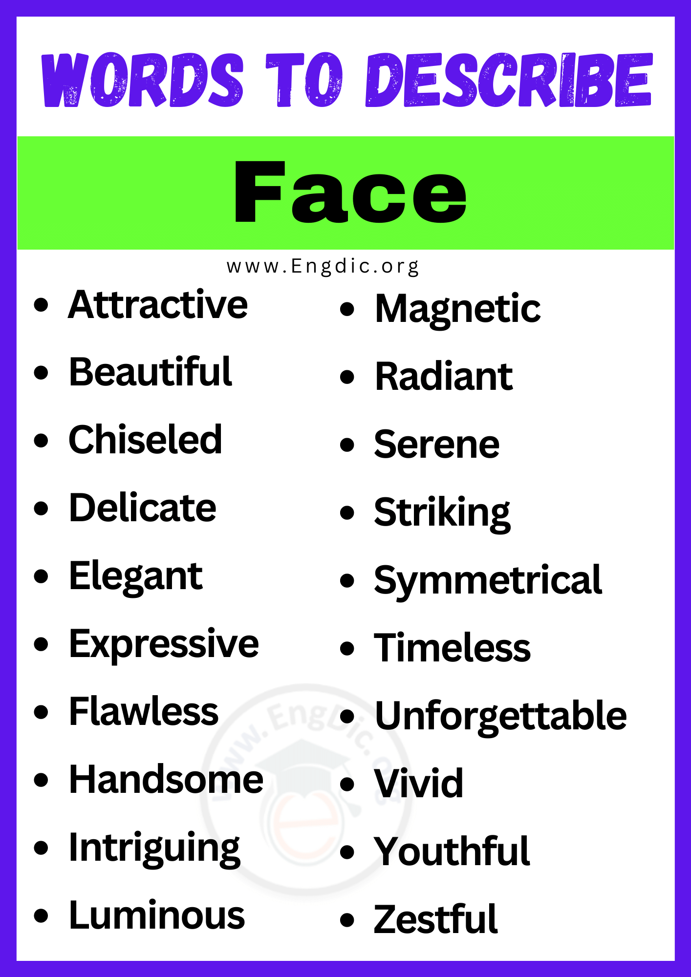 Words to Describe Face