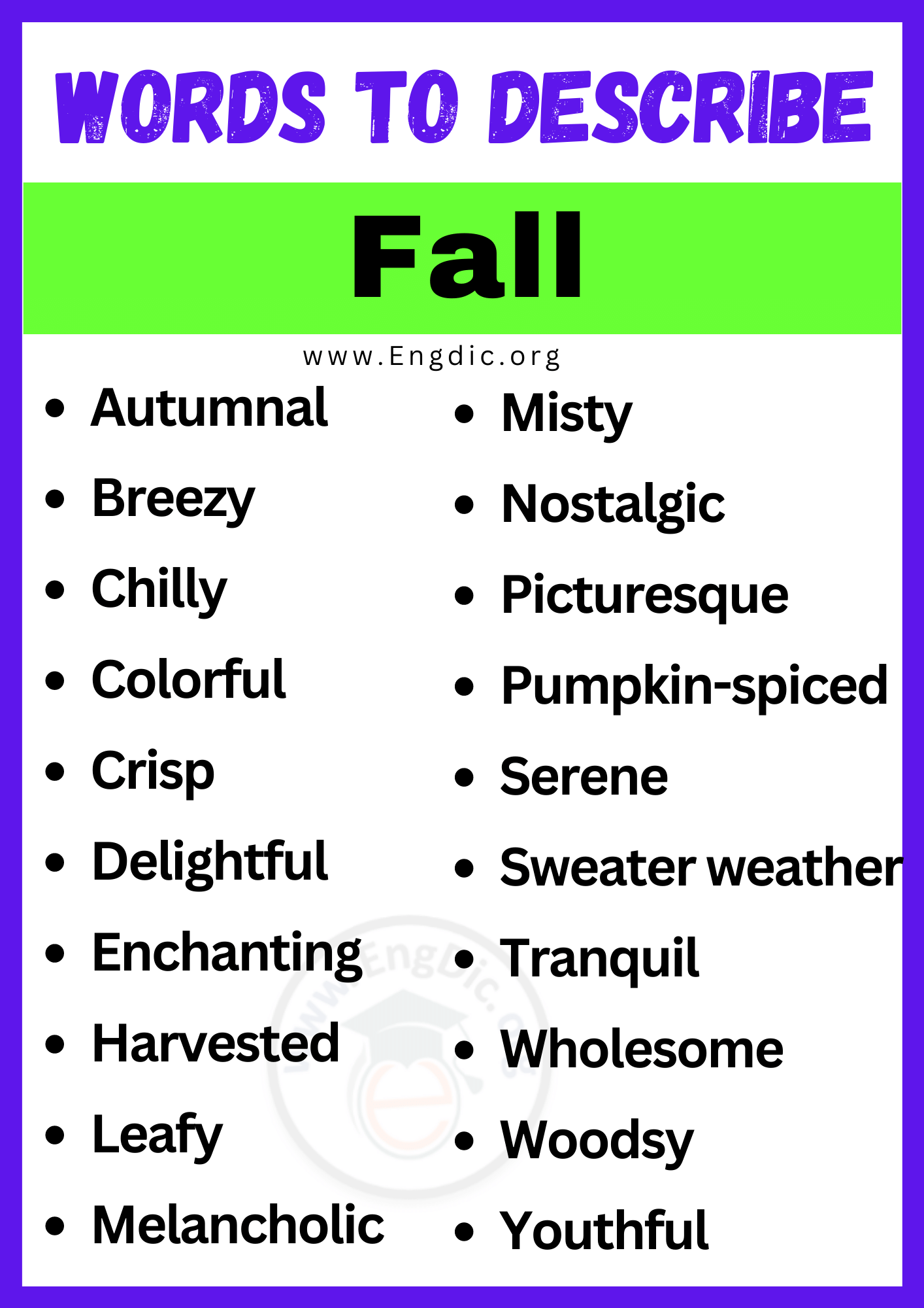 Words to Describe Fall