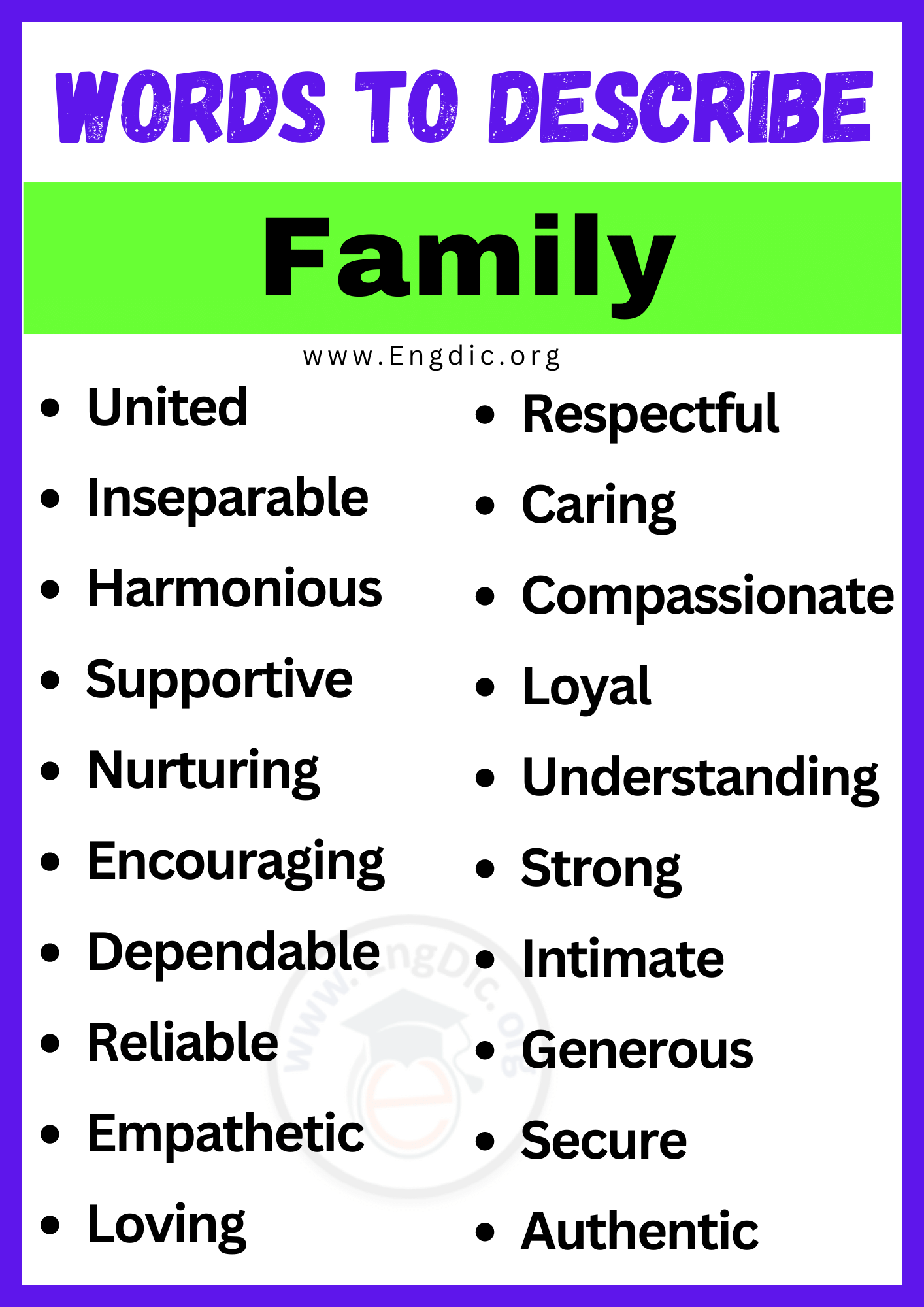 Words to Describe Family
