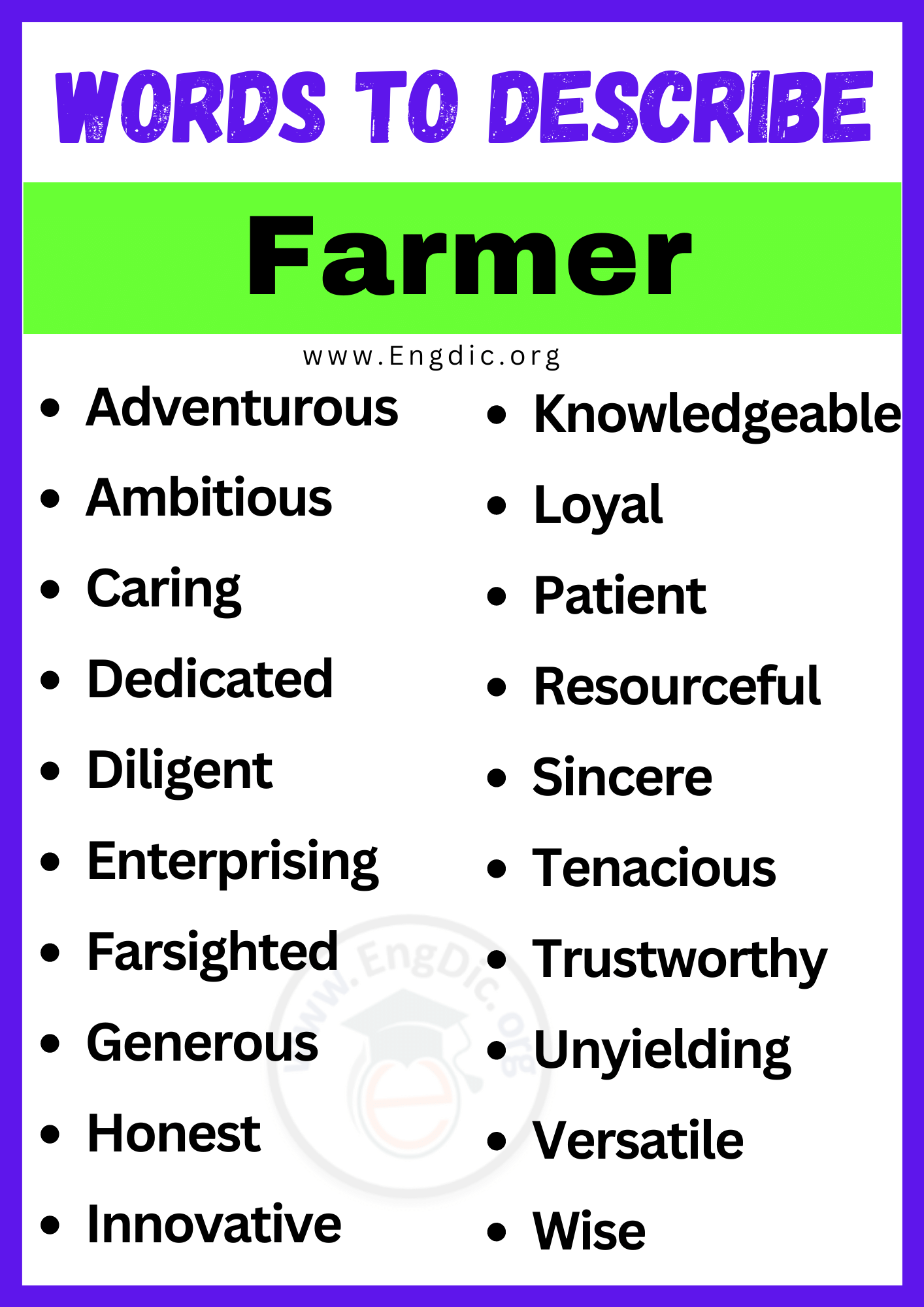 Words to Describe Farmer