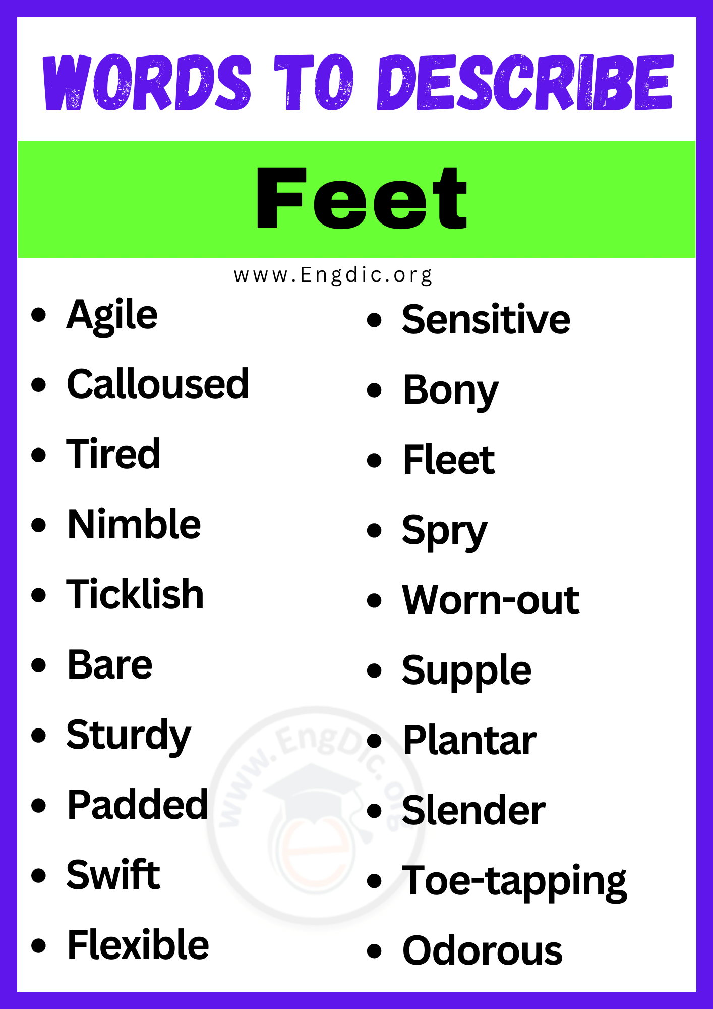 Words to Describe Feet