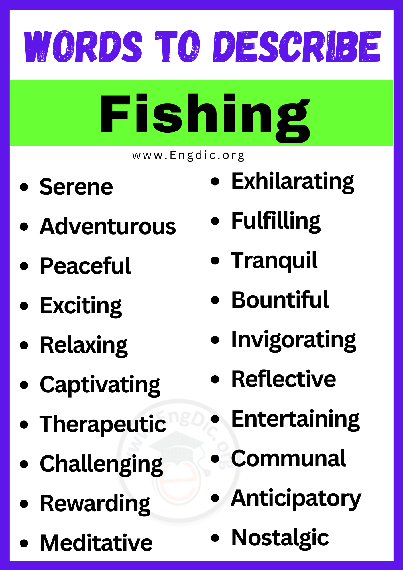 Words to Describe Fishing