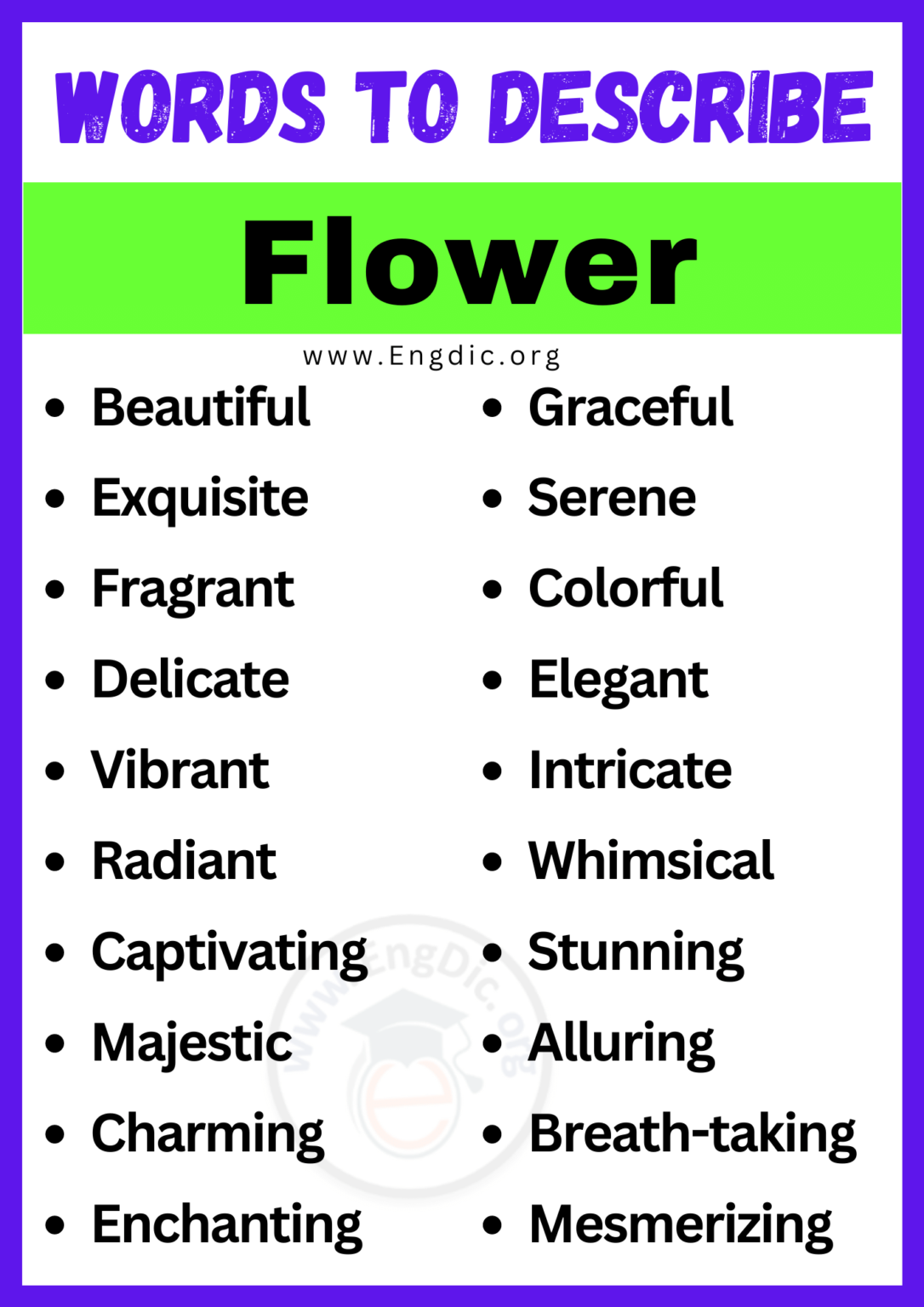 20+ Best Words to Describe Flower, Adjectives for Flower - EngDic